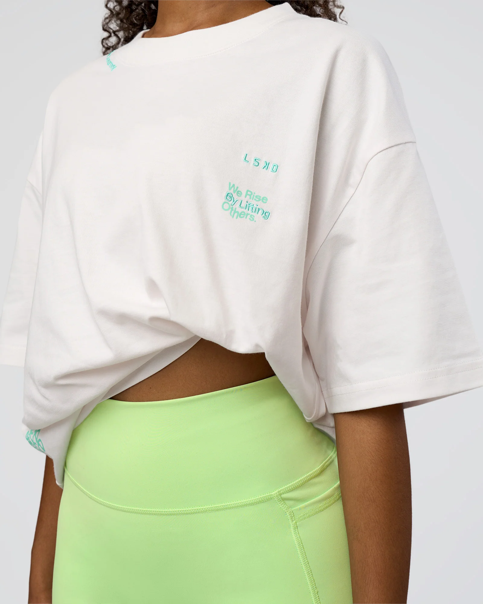 Sticker Heavyweight Oversized Tee - Off White-Jelly Mint - Image 10
