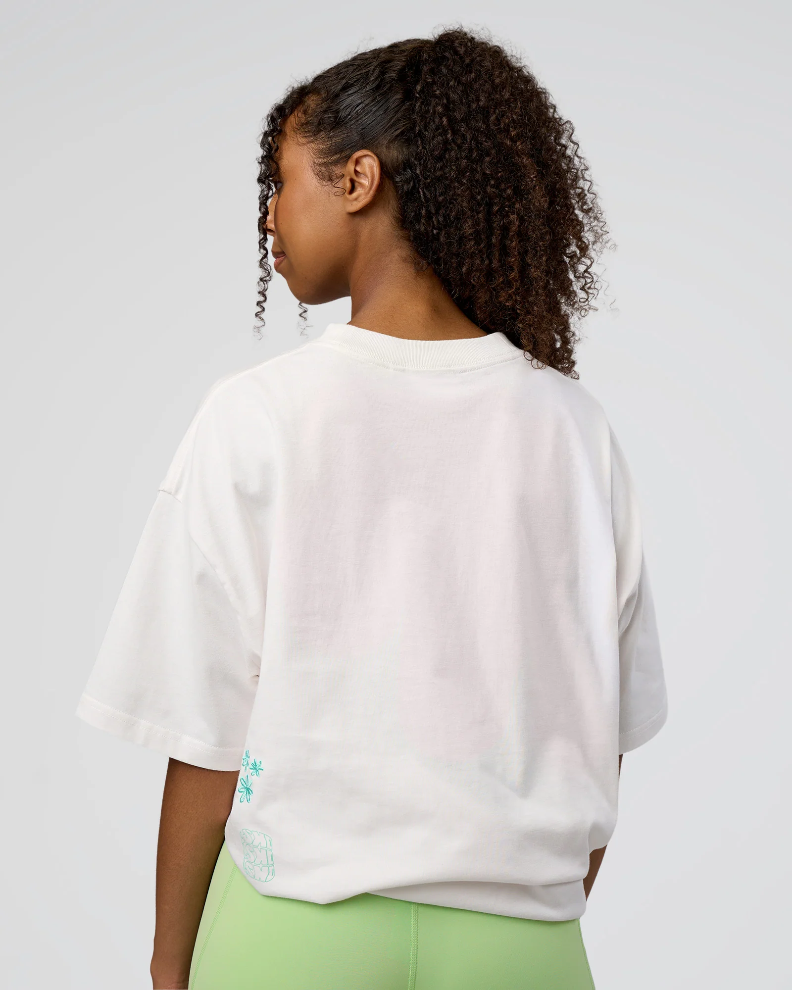 Sticker Heavyweight Oversized Tee - Off White-Jelly Mint - Image 11