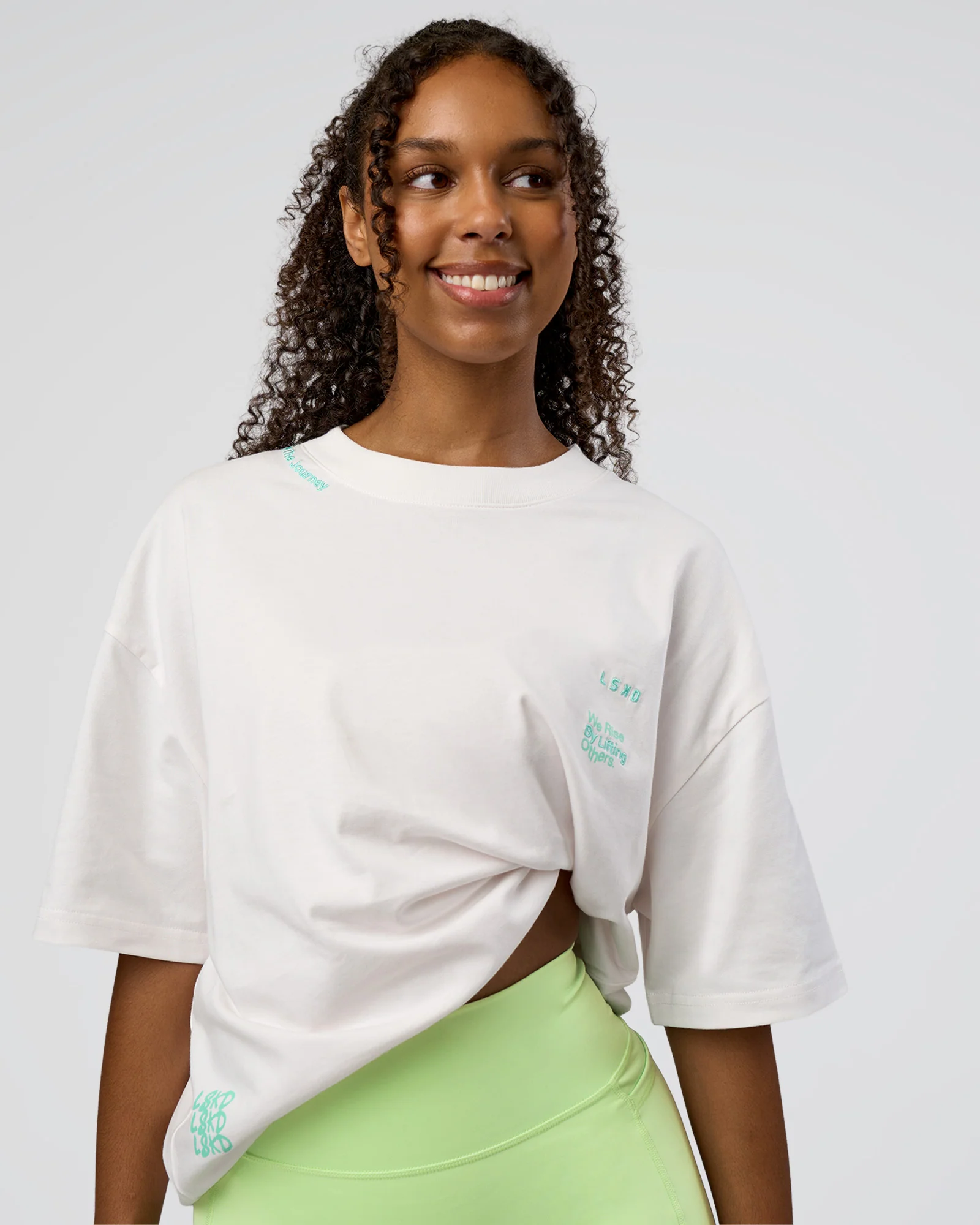 Sticker Heavyweight Oversized Tee - Off White-Jelly Mint - Image 3