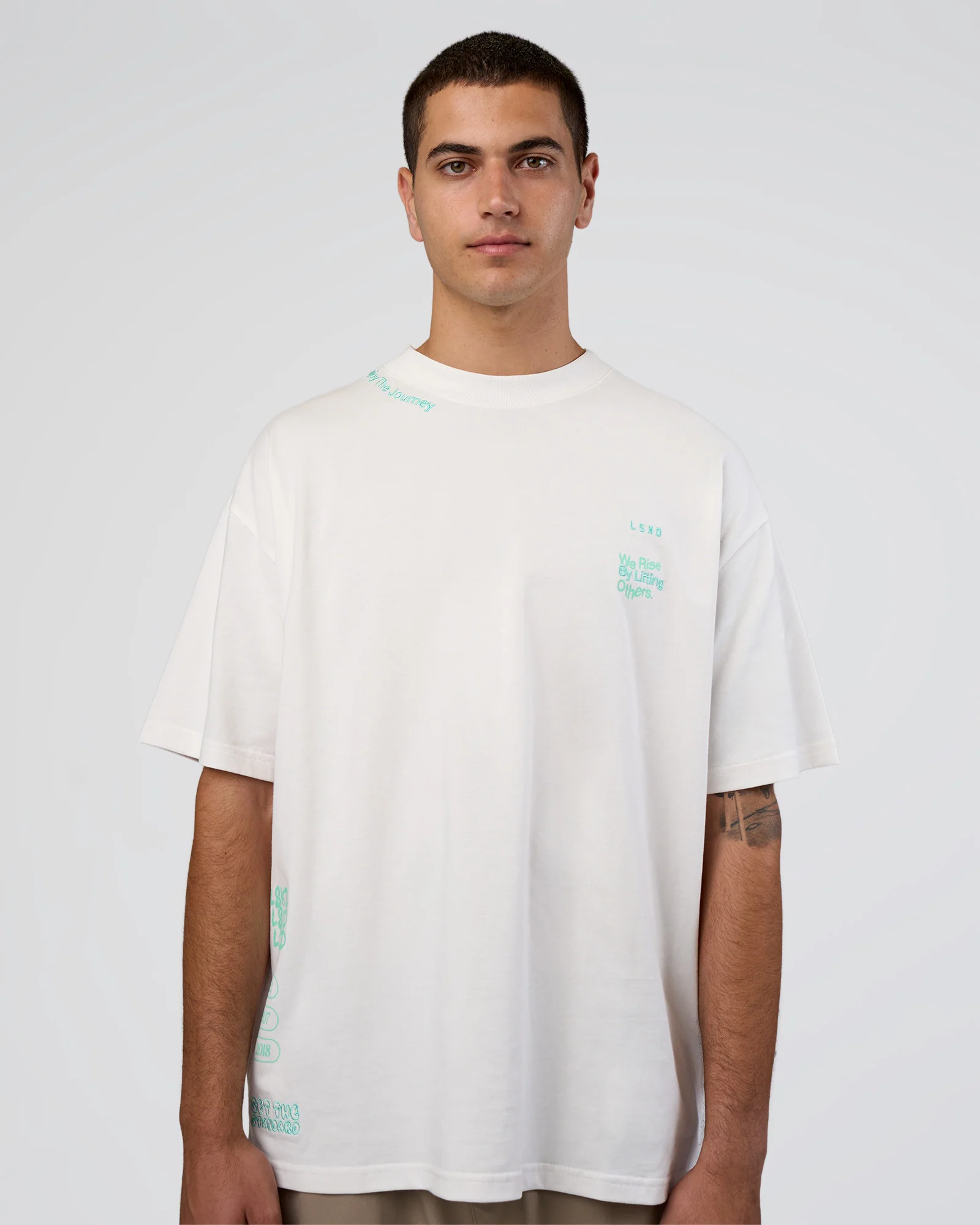 Sticker Heavyweight Oversized Tee - Off White-Jelly Mint - Image 4