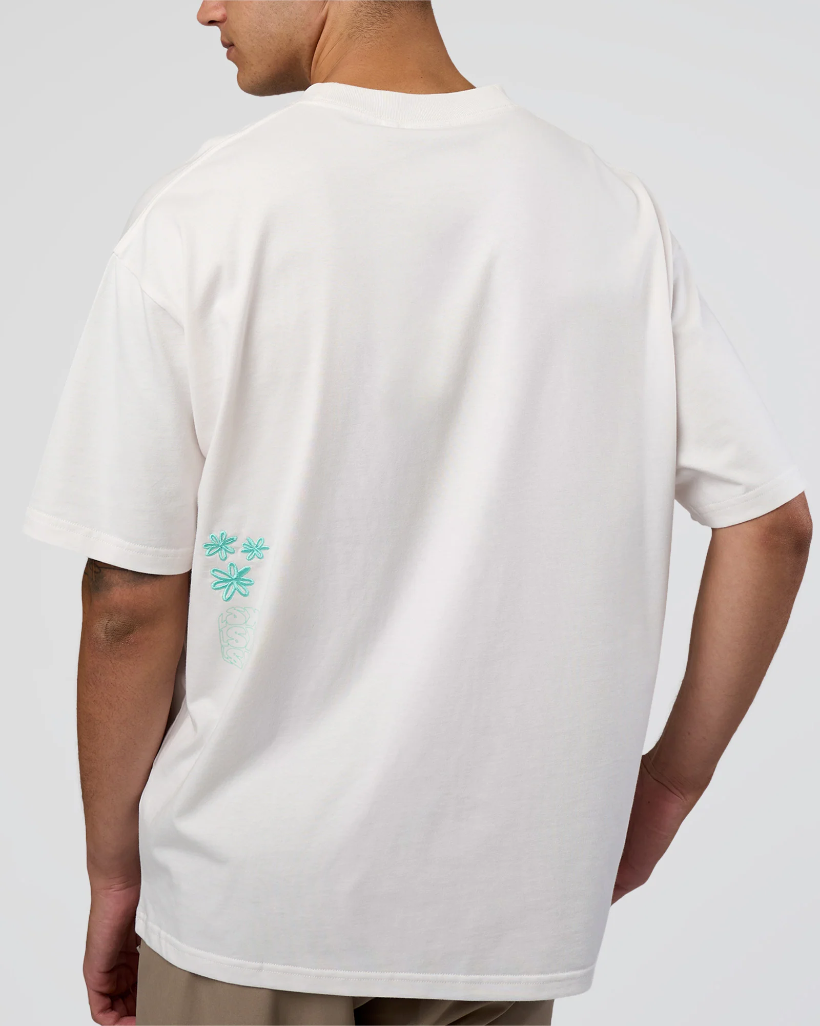 Sticker Heavyweight Oversized Tee - Off White-Jelly Mint - Image 5