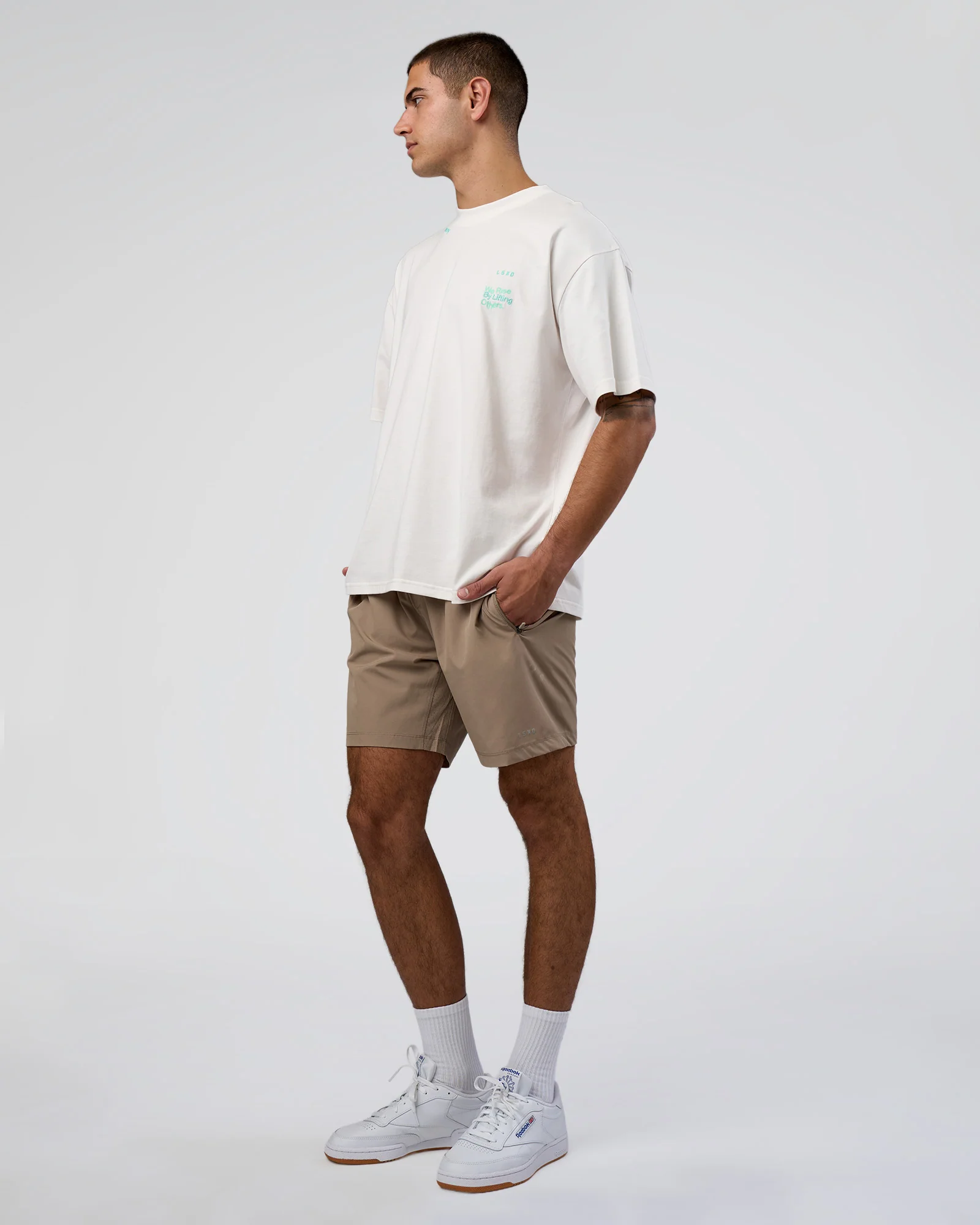 Sticker Heavyweight Oversized Tee - Off White-Jelly Mint - Image 6