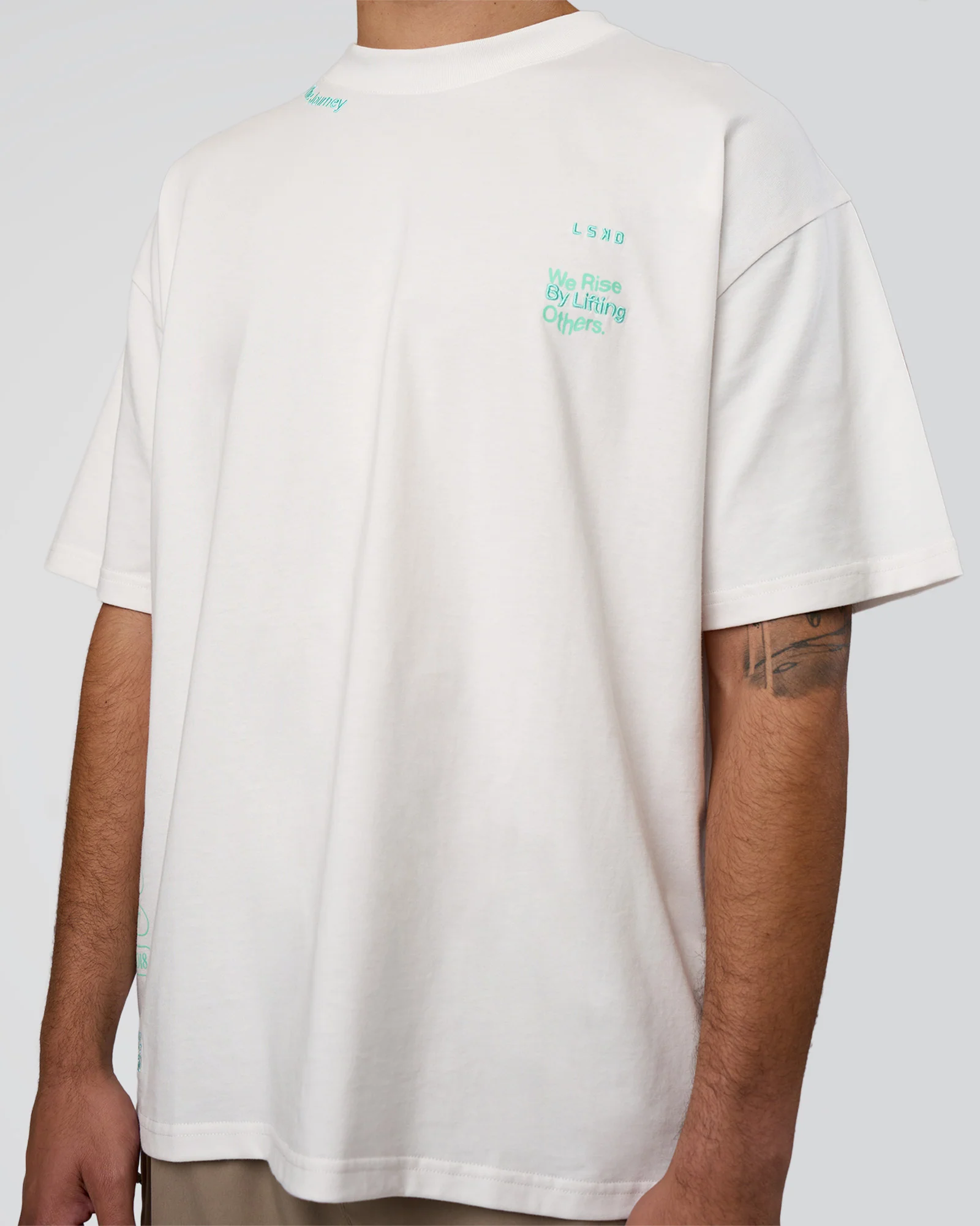 Sticker Heavyweight Oversized Tee - Off White-Jelly Mint - Image 8