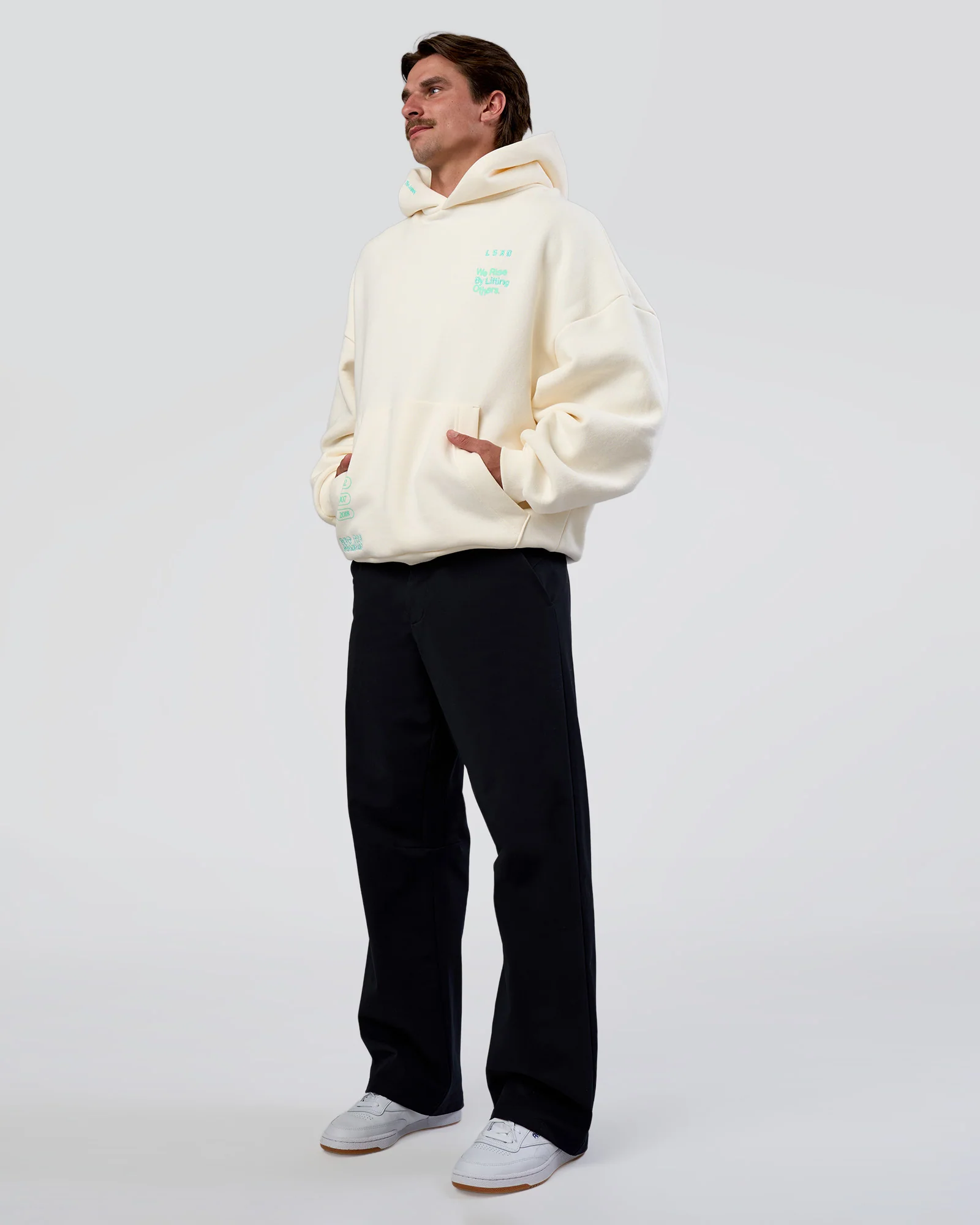 Sticker Unisex Ultra Heavyweight Oversized Hoodie - Off White-Jelly Mint - Image 11