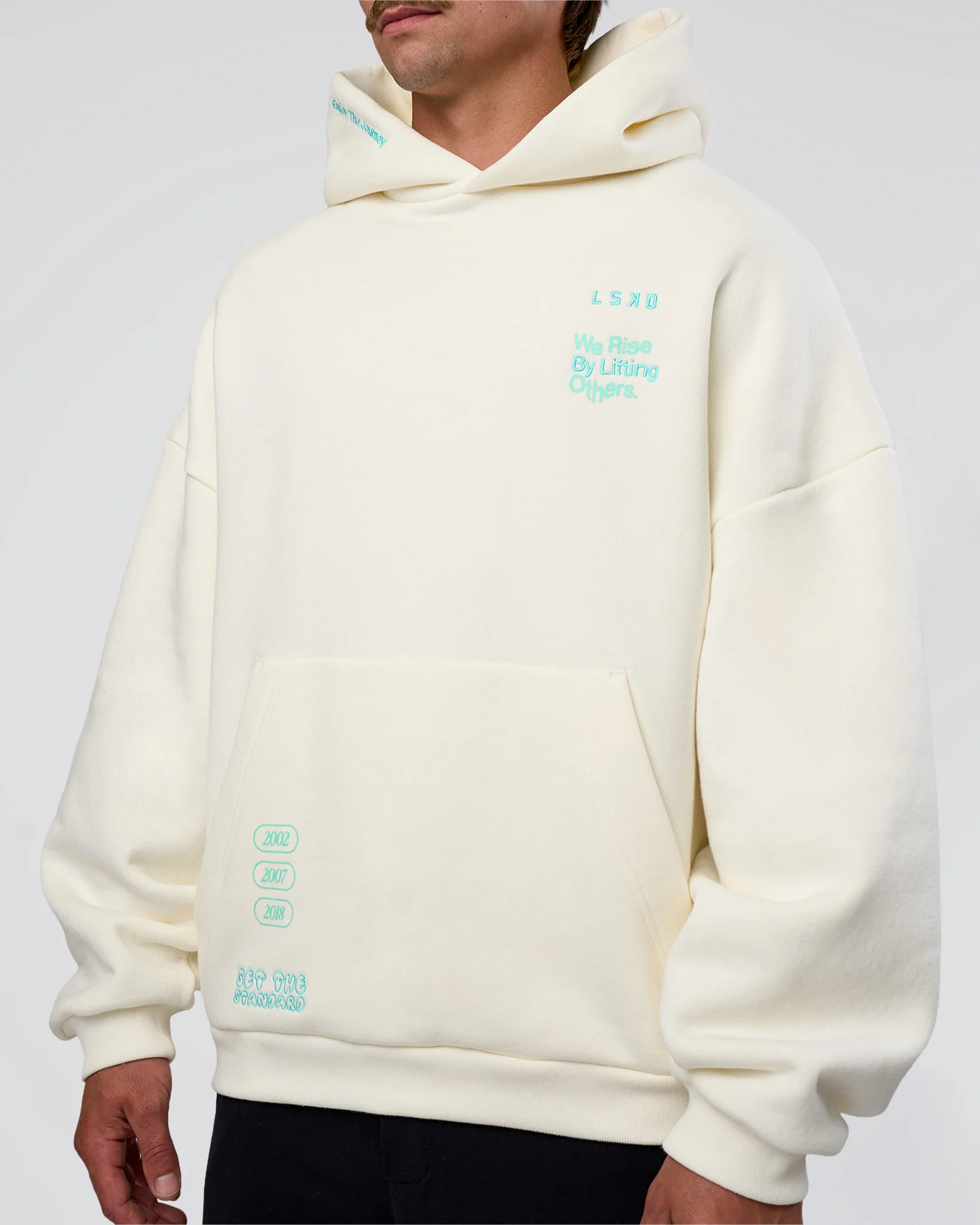 Sticker Unisex Ultra Heavyweight Oversized Hoodie - Off White-Jelly Mint - Image 15