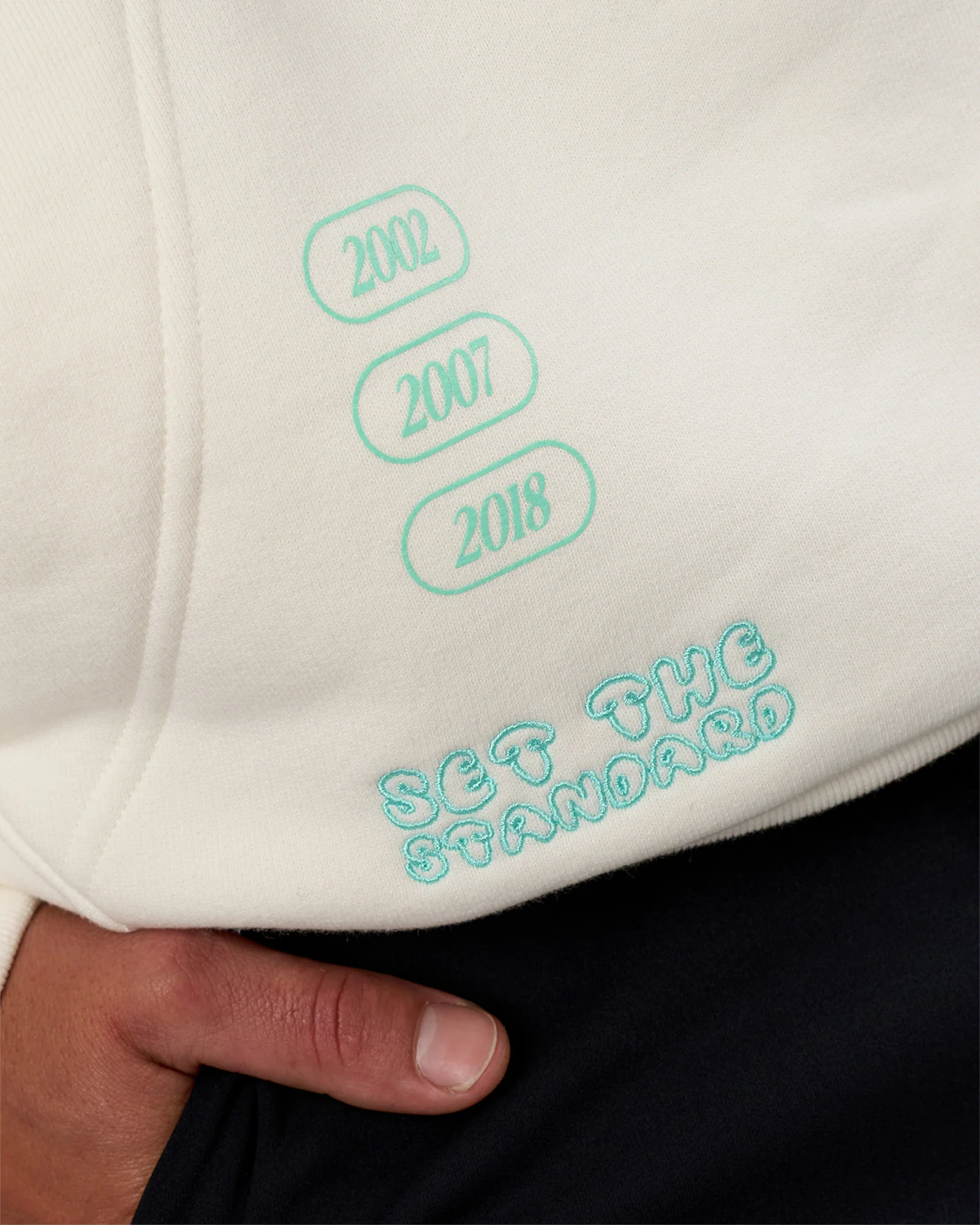 Sticker Unisex Ultra Heavyweight Oversized Hoodie - Off White-Jelly Mint - Image 7