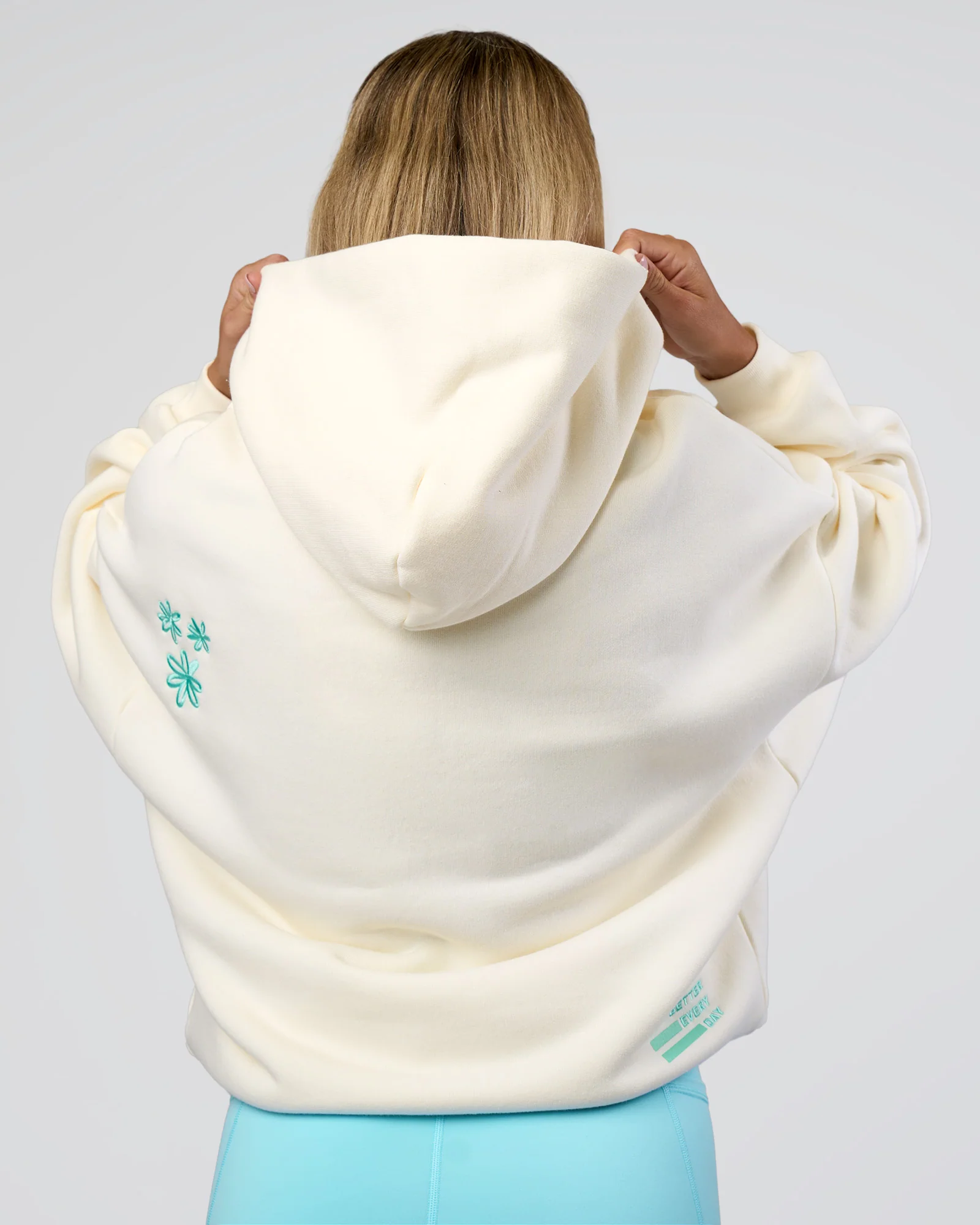Sticker Unisex Ultra Heavyweight Oversized Hoodie - Off White-Jelly Mint - Image 9