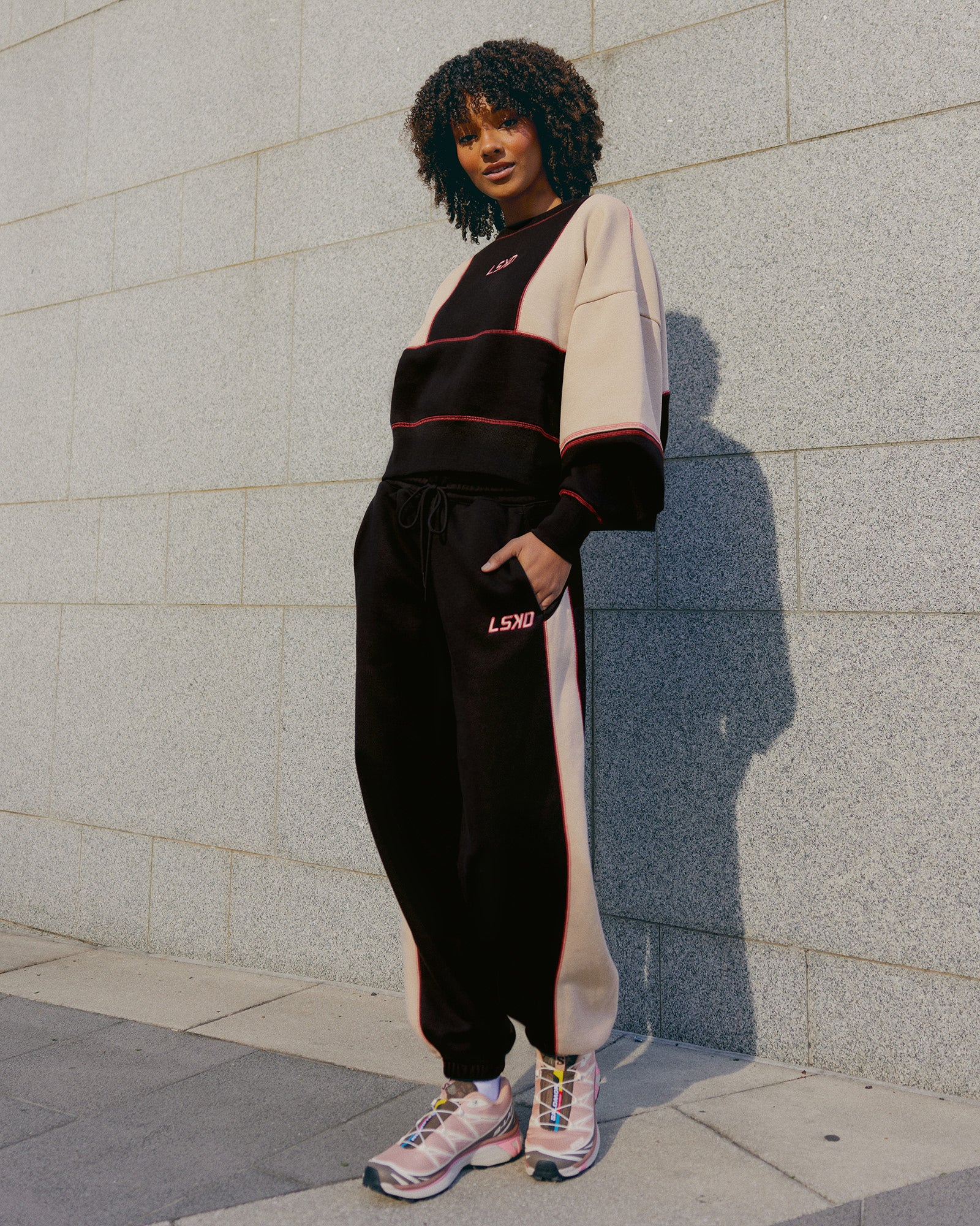 Stitch Up Fleece Sweat Pant - Black/Shale Beige - Image 2