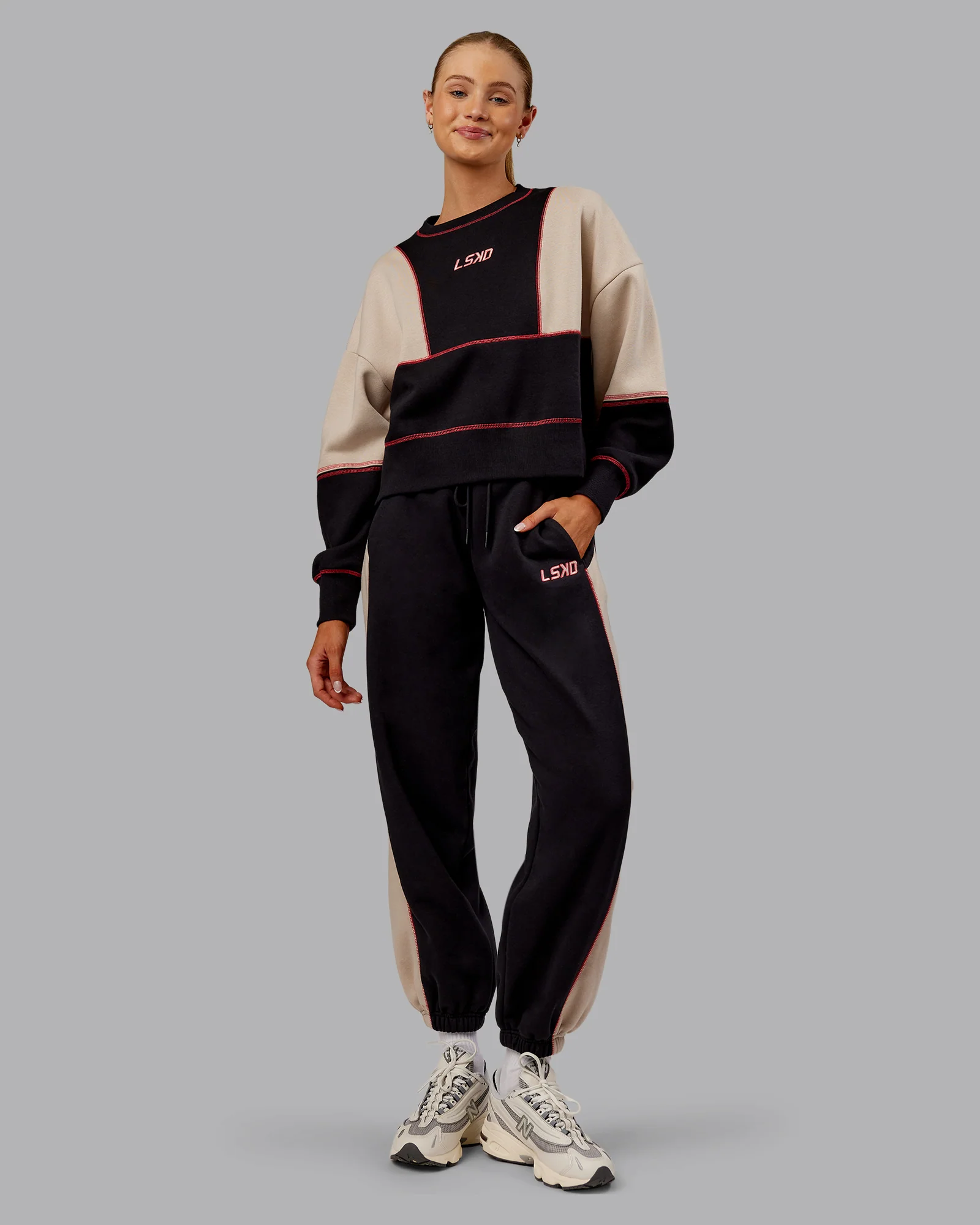 Stitch Up Fleece Sweat Pant - Black/Shale Beige - Image 5