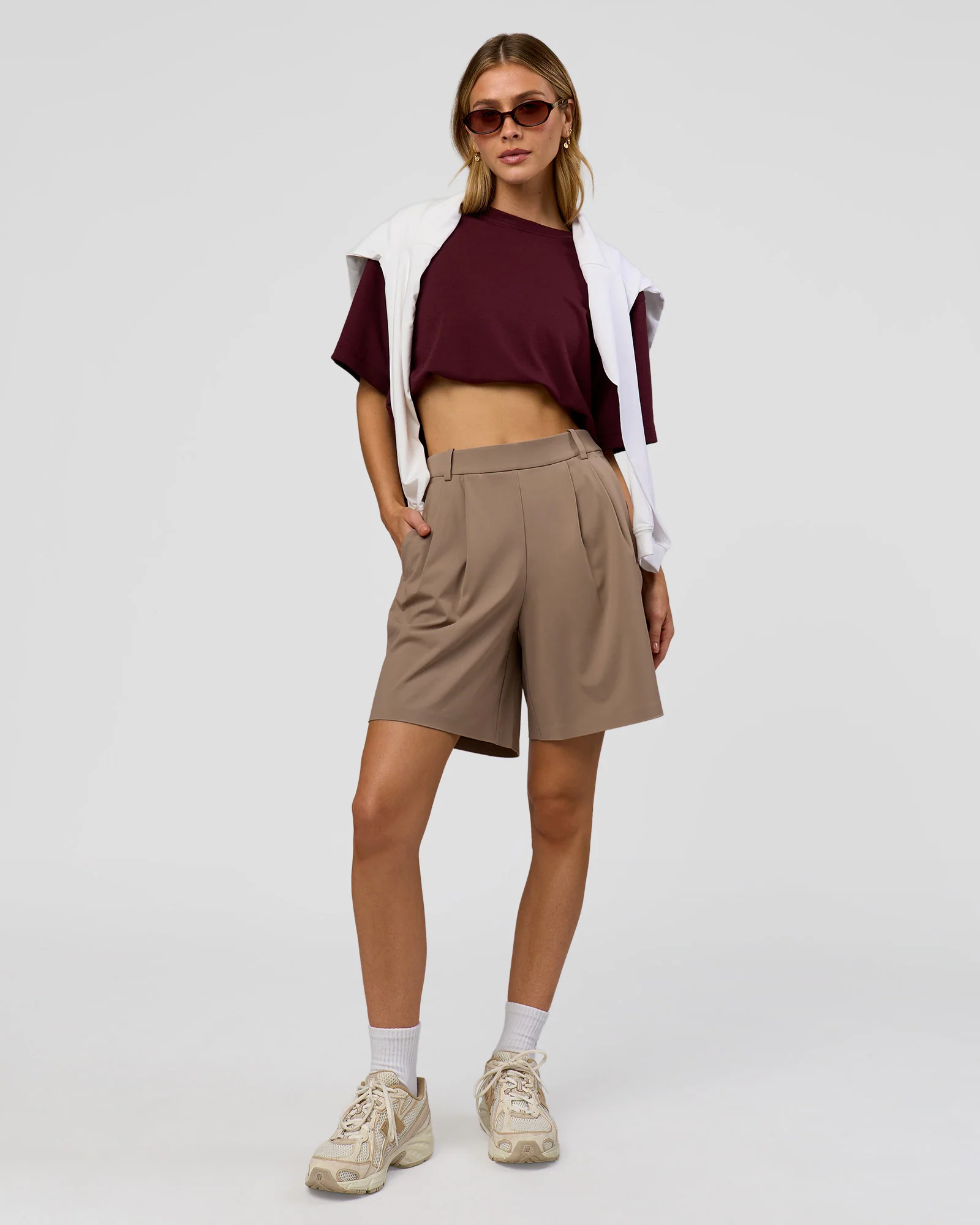 StretchShift Wide Leg Short - Taupe Ash - Image 2