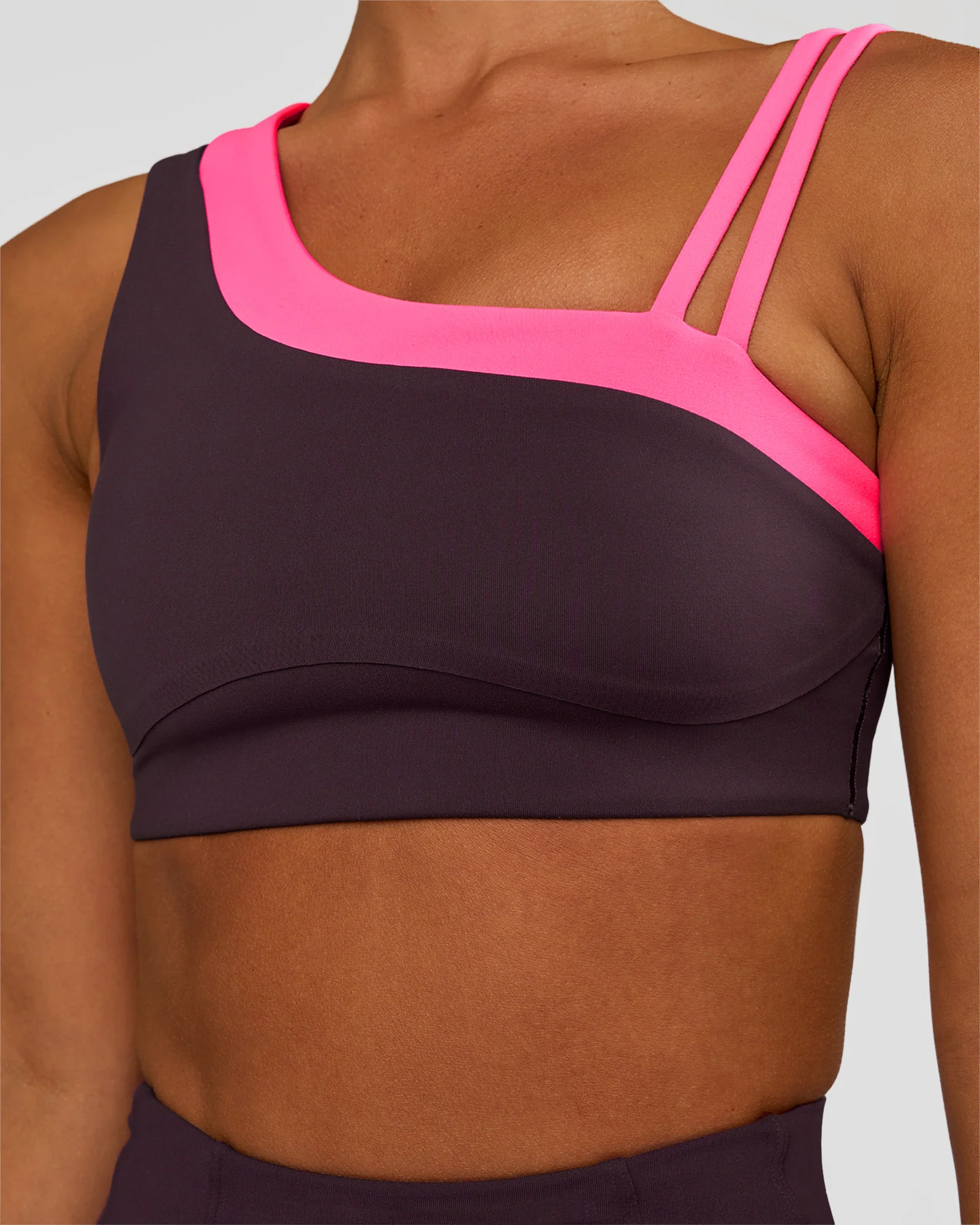 Thrive Asymmetric Sports Bra - Midnight Plum-Sugar Plum - Image 6