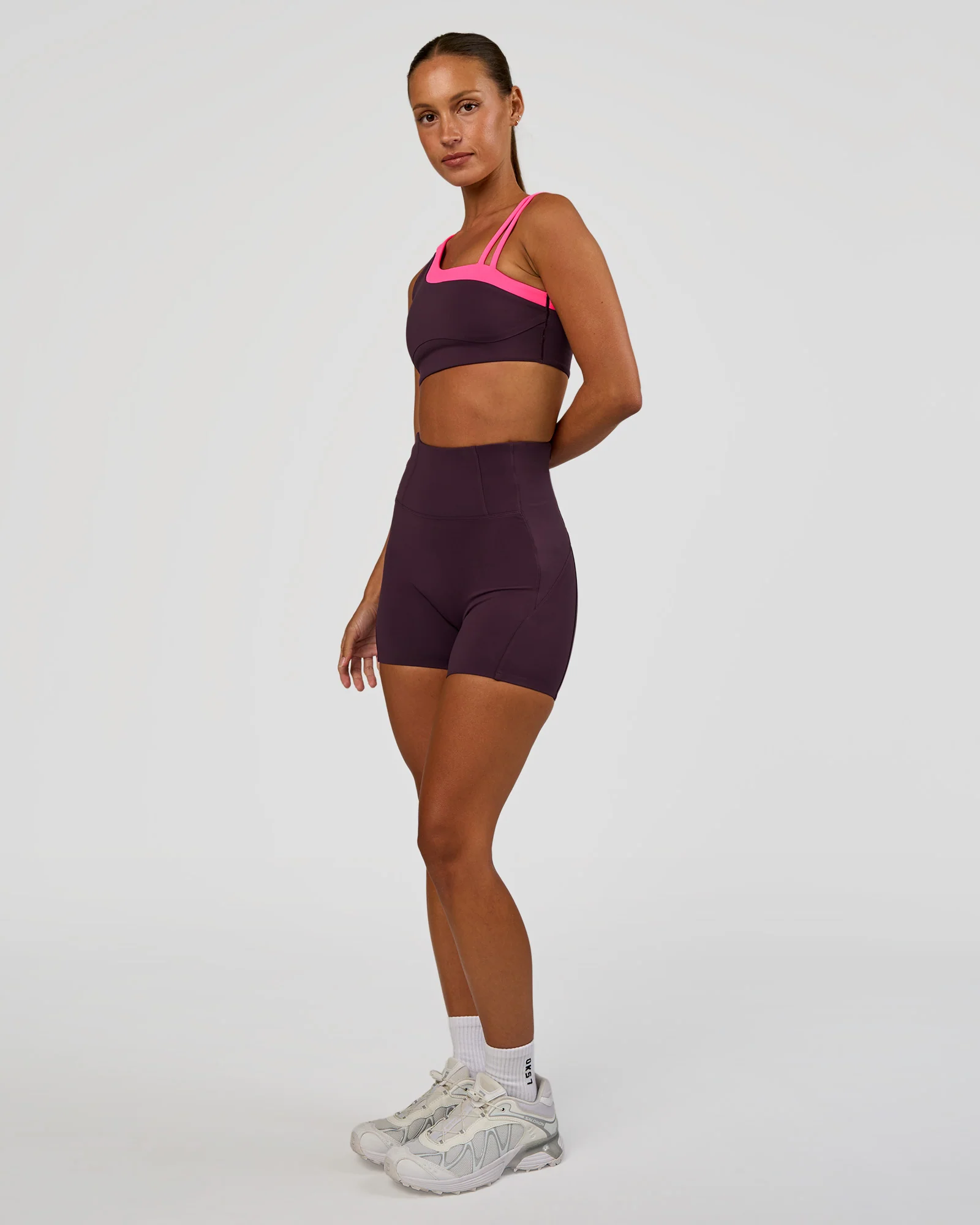 Thrive Asymmetric Sports Bra - Midnight Plum-Sugar Plum - Image 7