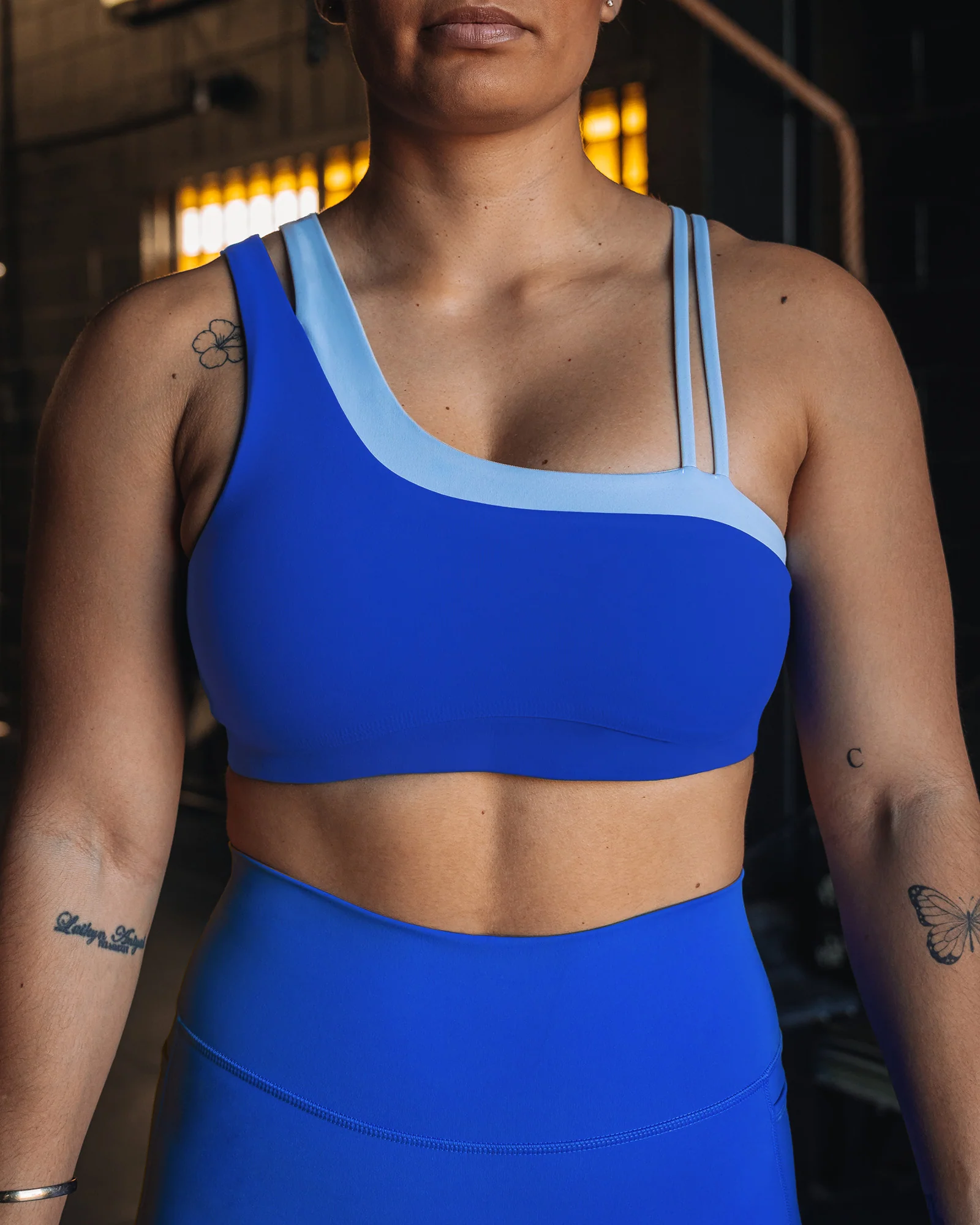Thrive Asymmetric Sports Bra - Power Cobalt-Open Air - Image 5