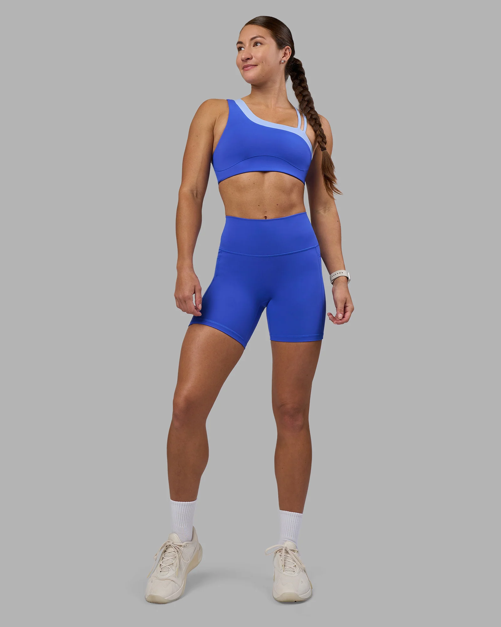 Thrive Asymmetric Sports Bra - Power Cobalt-Open Air - Image 6