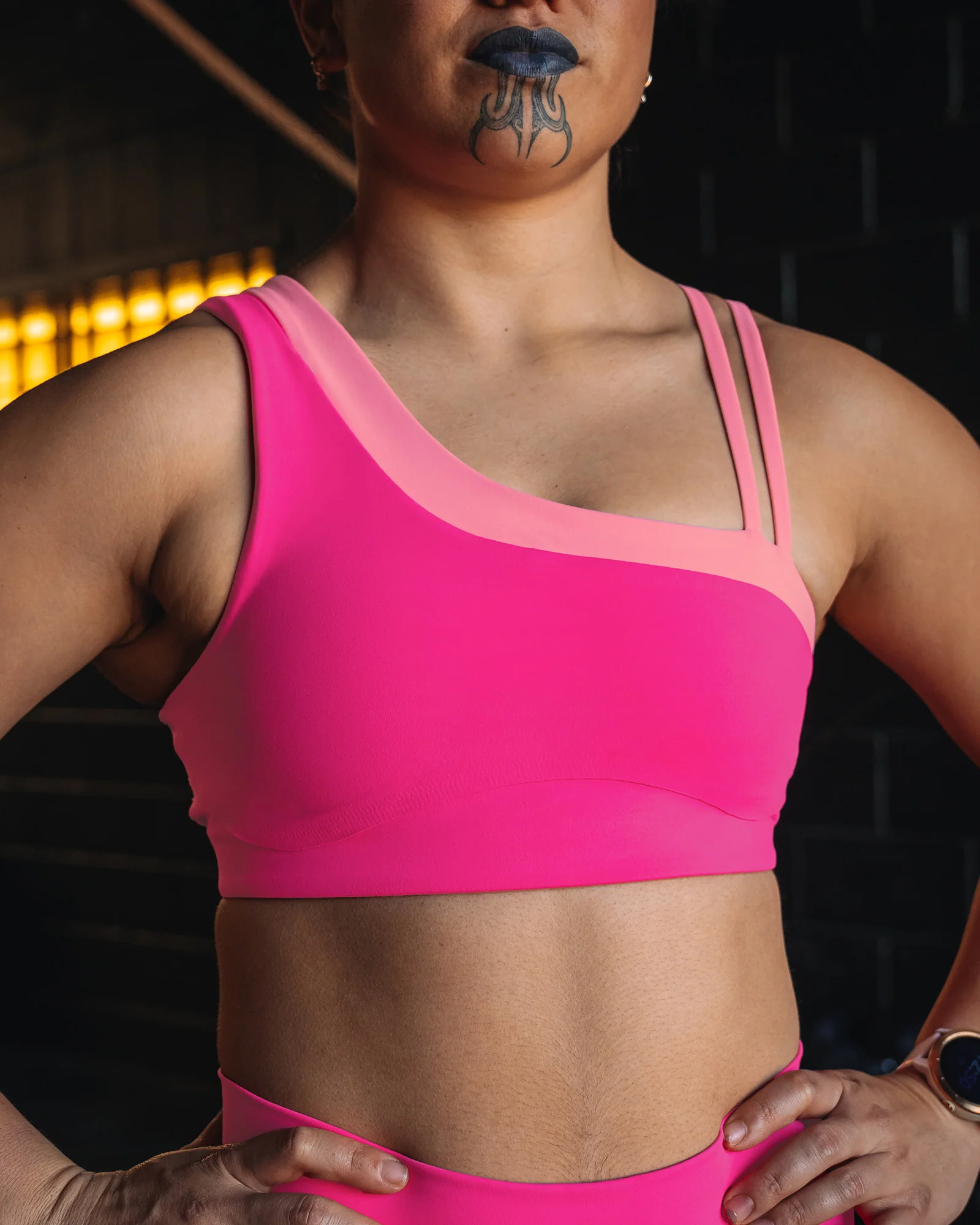 Thrive Asymmetric Sports Bra - Ultra Pink-Candy Pink - Image 3
