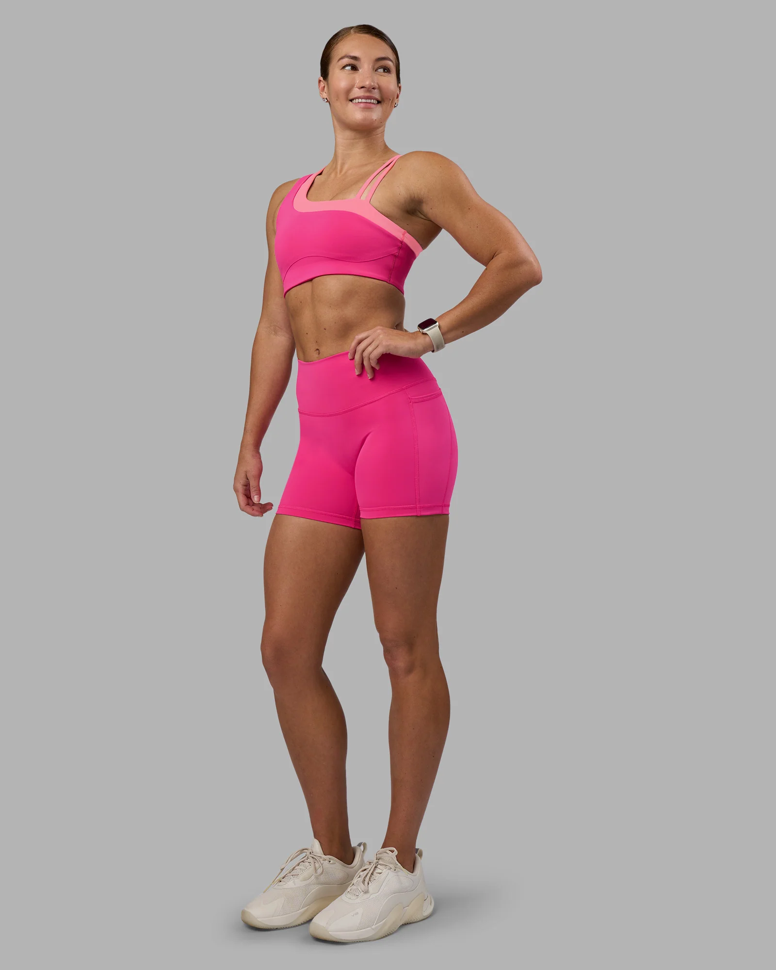 Thrive Asymmetric Sports Bra - Ultra Pink-Candy Pink - Image 4