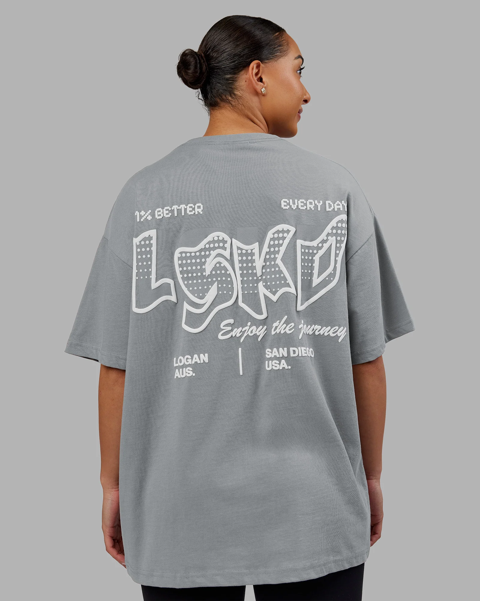 Time's Up Heavyweight Oversized Tee - Circular Grey-White - Image 2