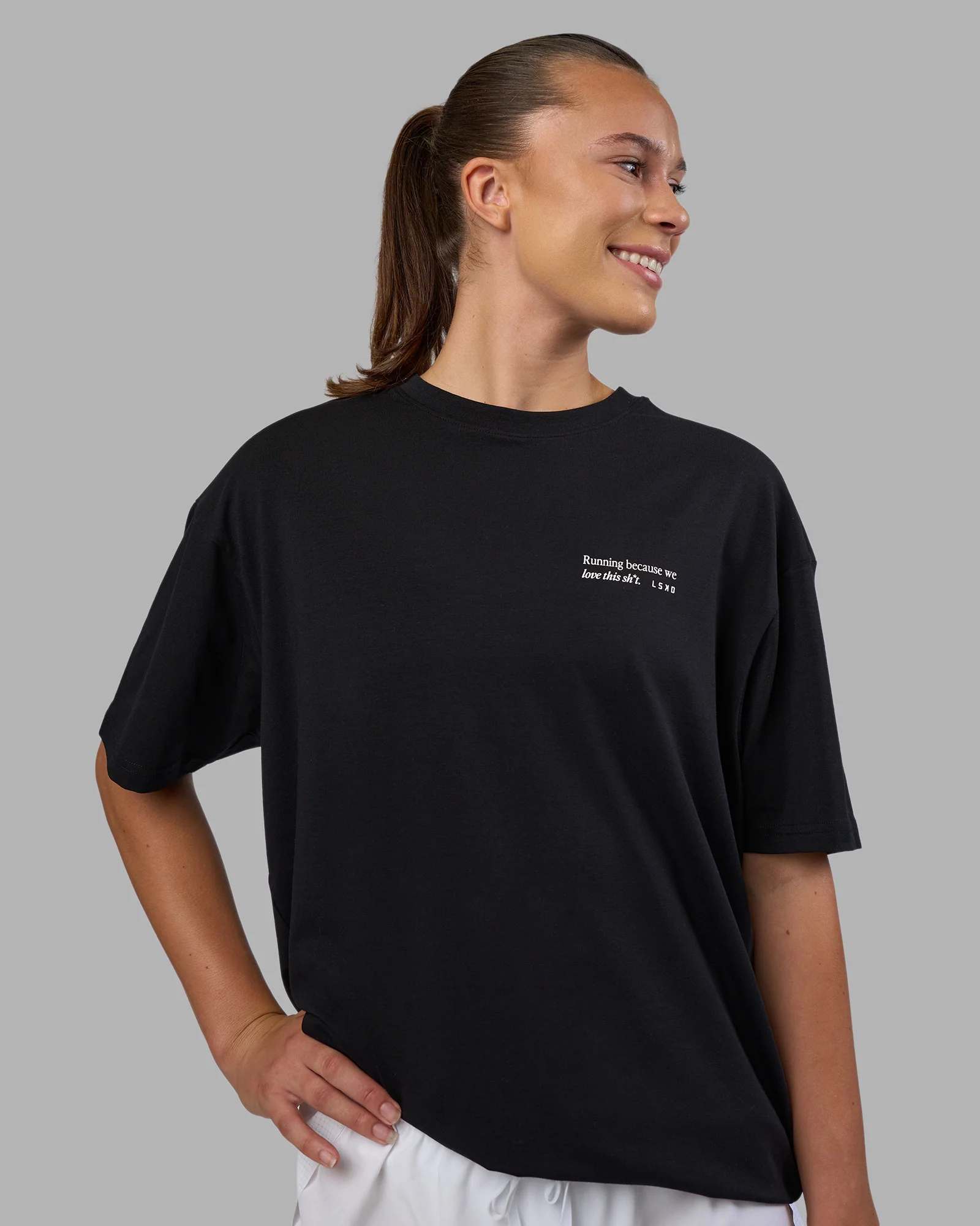 Today's Run FLXCotton Oversized Tee - Black-White - Image 3