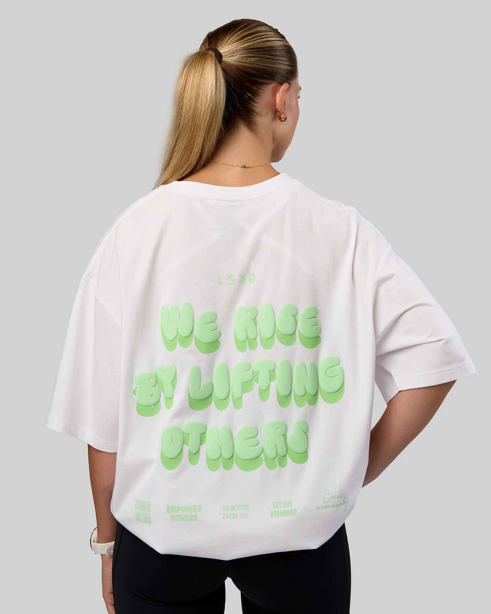 Together We Rise FLXCotton Oversized Tee - White-Solar Lime - Image 3