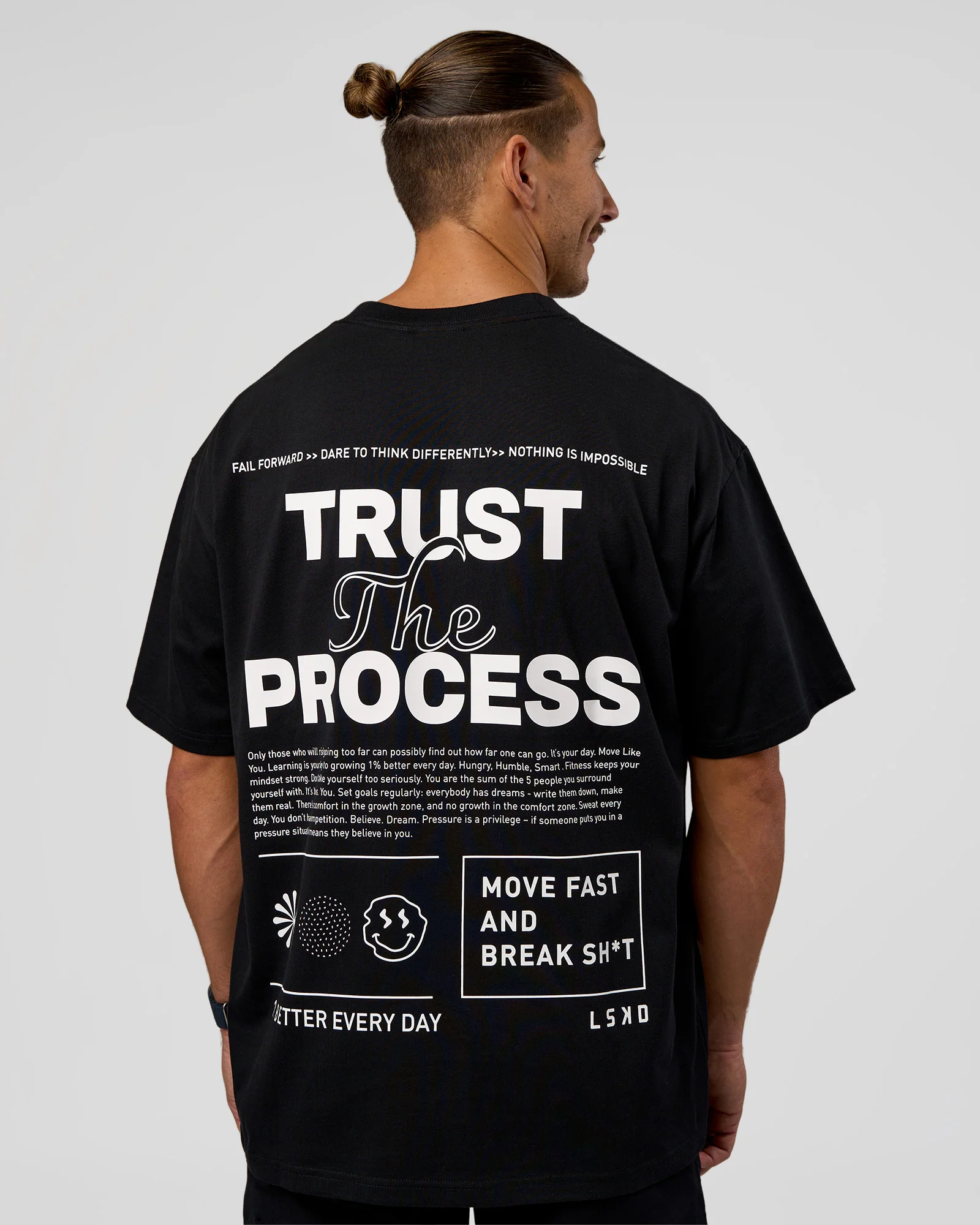 Trust The Process Heavyweight Unisex Oversized Tee - Black-White - Image 2