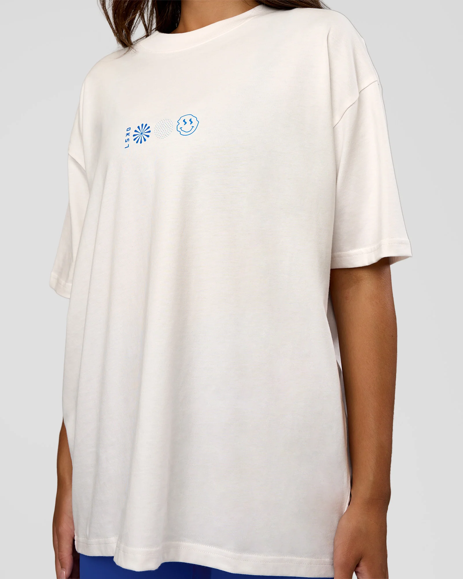 Trust The Process Heavyweight Unisex Oversized Tee - Off White-Electric Indigo - Image 11