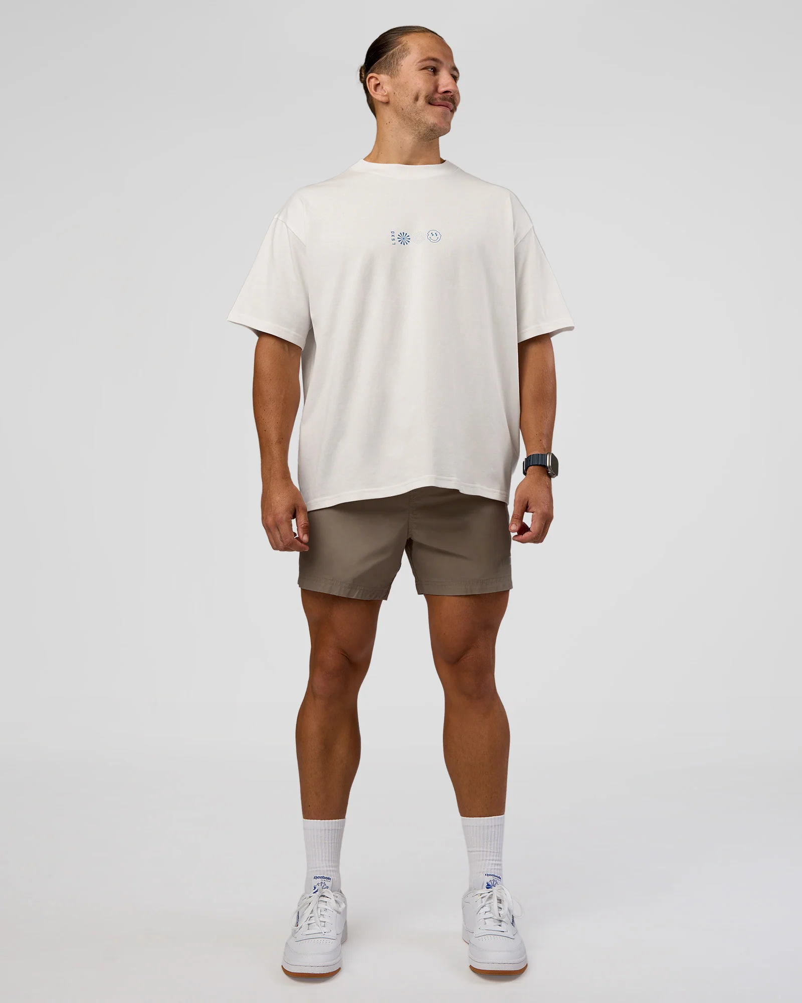 Trust The Process Heavyweight Unisex Oversized Tee - Off White-Electric Indigo - Image 6