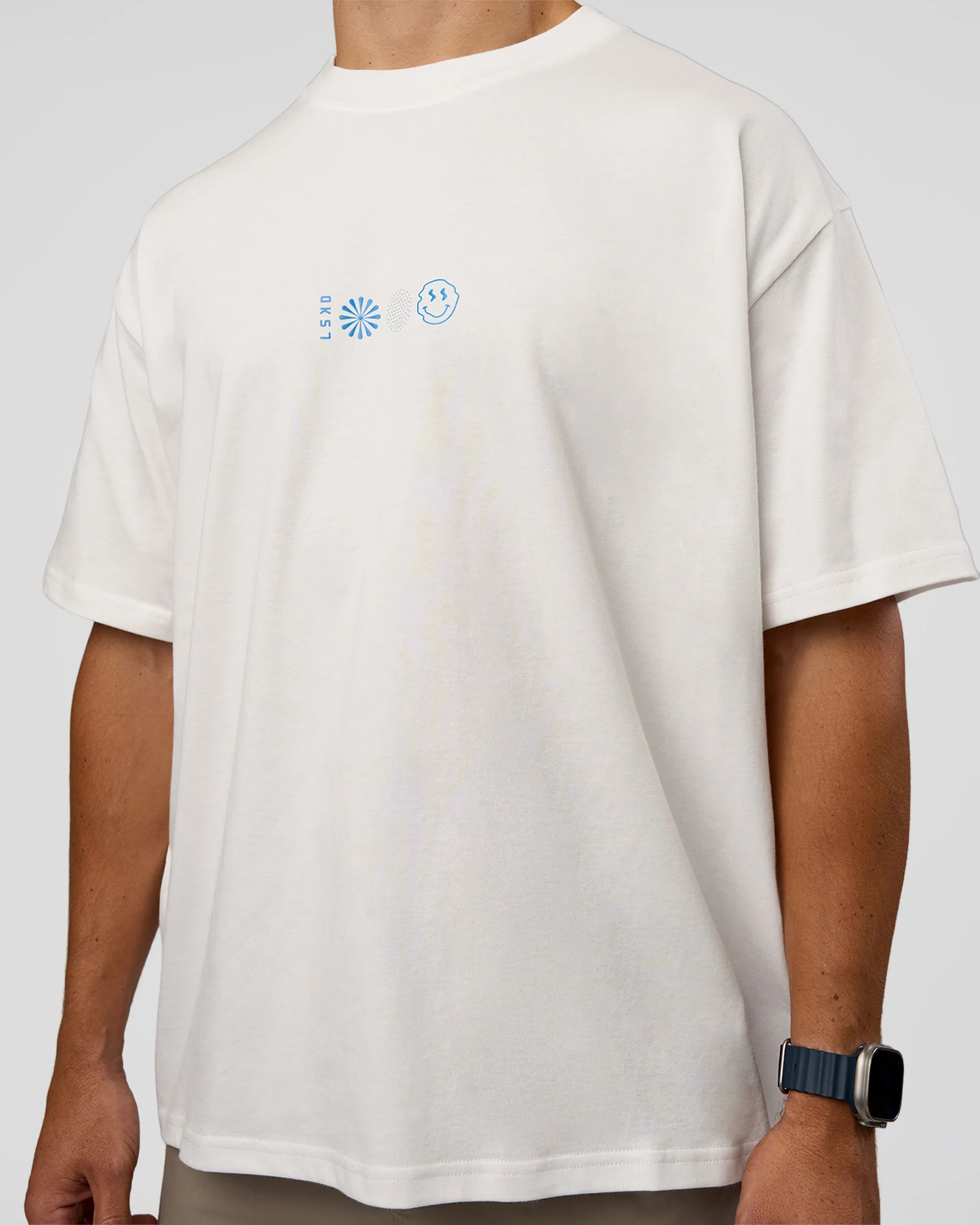 Trust The Process Heavyweight Unisex Oversized Tee - Off White-Electric Indigo - Image 9