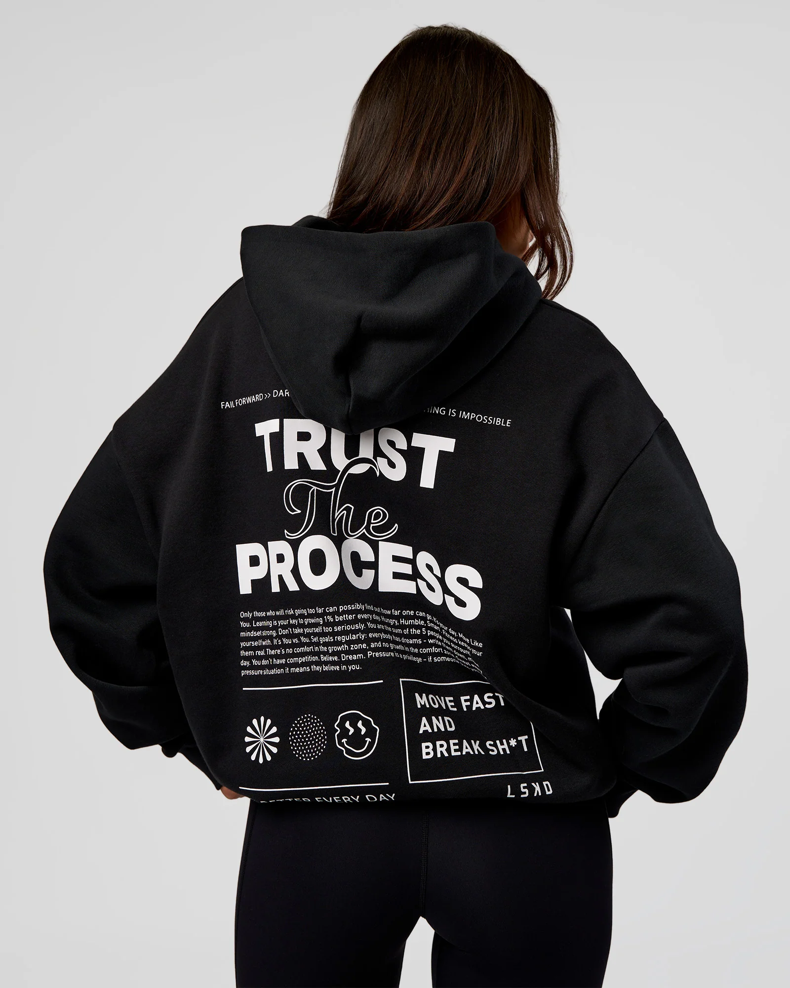Trust The Process Unisex Oversized Hoodie - Black-White - Image 4