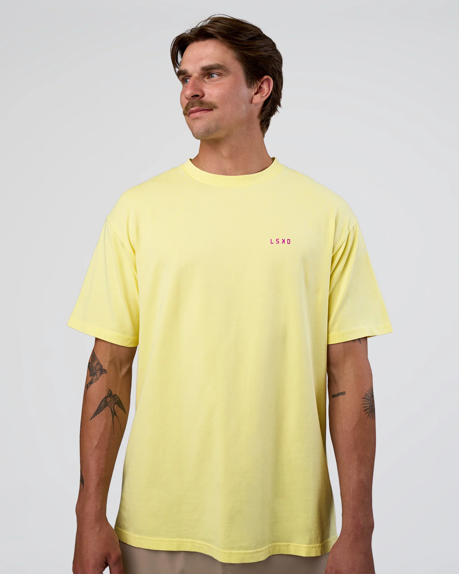Unfit Club FLXCotton Oversized Tee - Yellow Fizz Washed-Ultra Fuchsia - Image 5