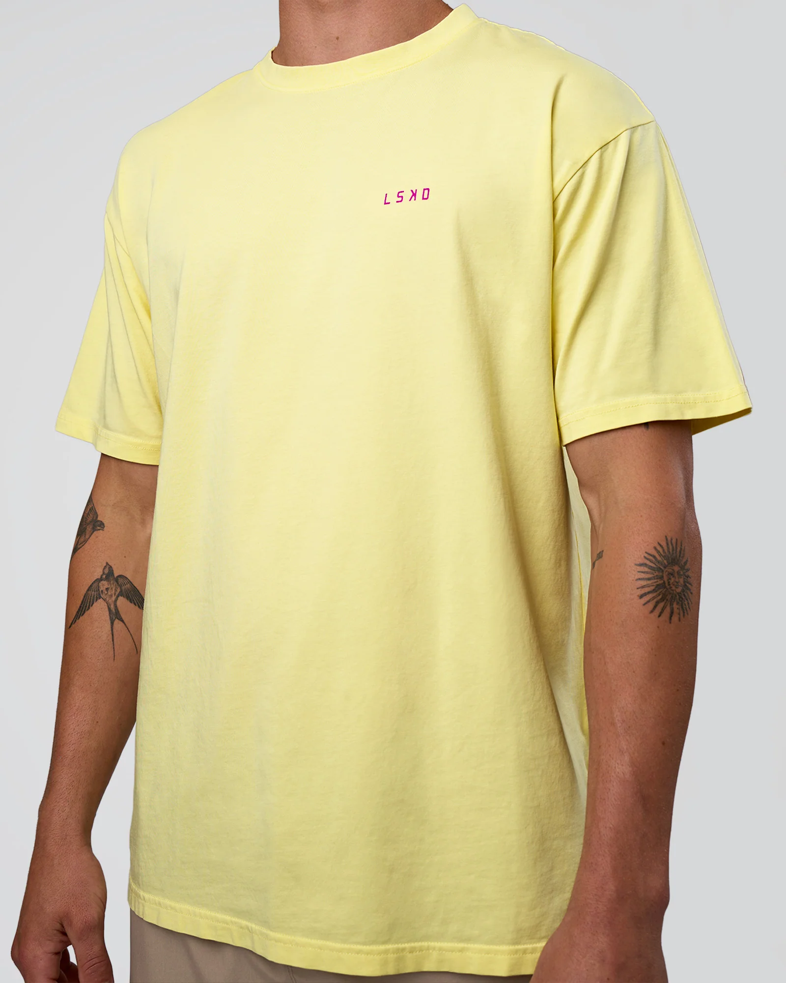 Unfit Club FLXCotton Oversized Tee - Yellow Fizz Washed-Ultra Fuchsia - Image 8