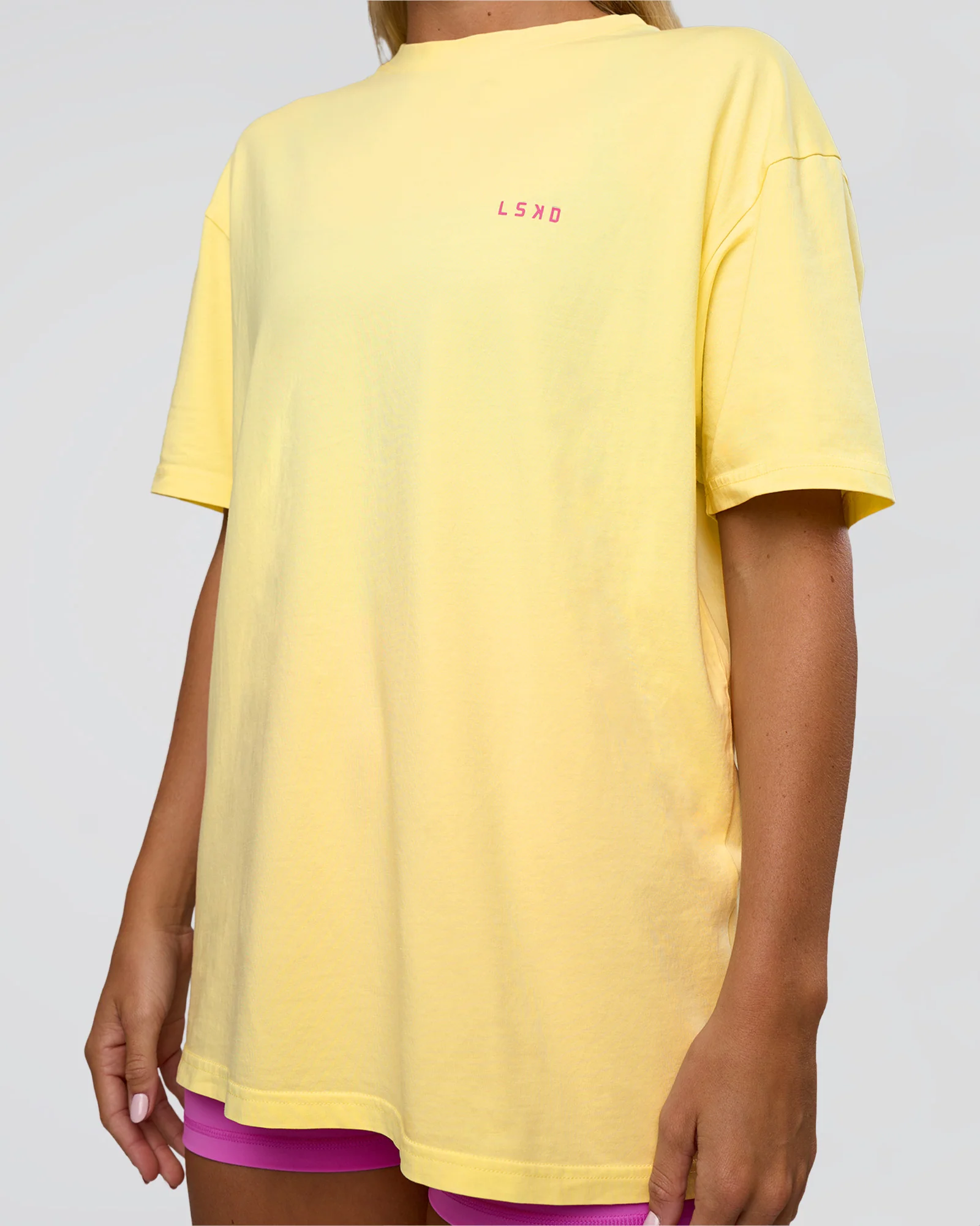 Unfit Club FLXCotton Oversized Tee - Yellow Fizz Washed-Ultra Fuchsia - Image 9