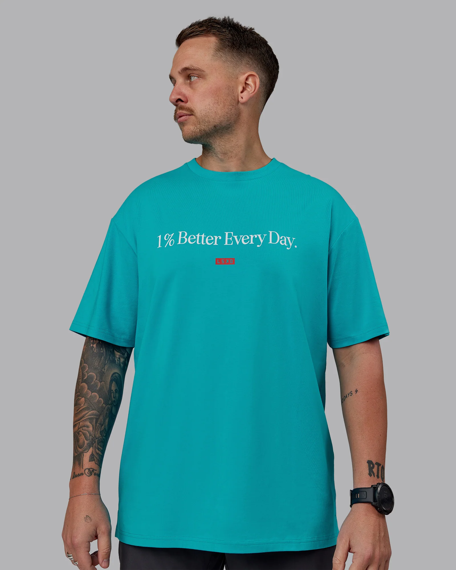 1% Better FLXCotton Tee Oversize - Blue Bird-White - Image 3