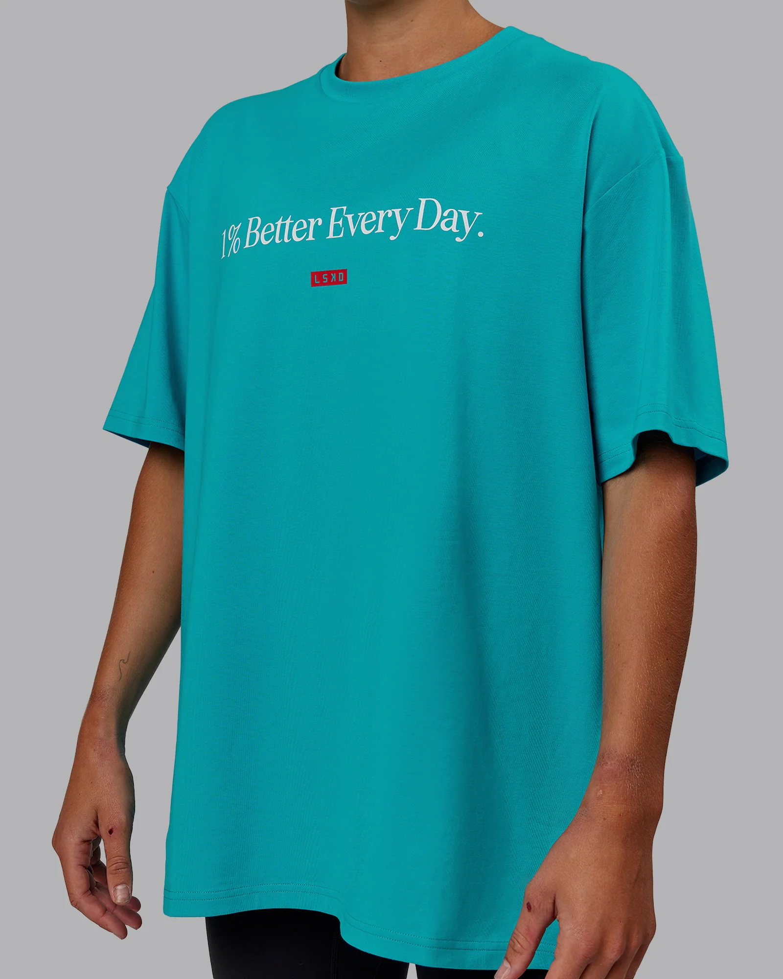 1% Better FLXCotton Tee Oversize - Blue Bird-White - Image 6