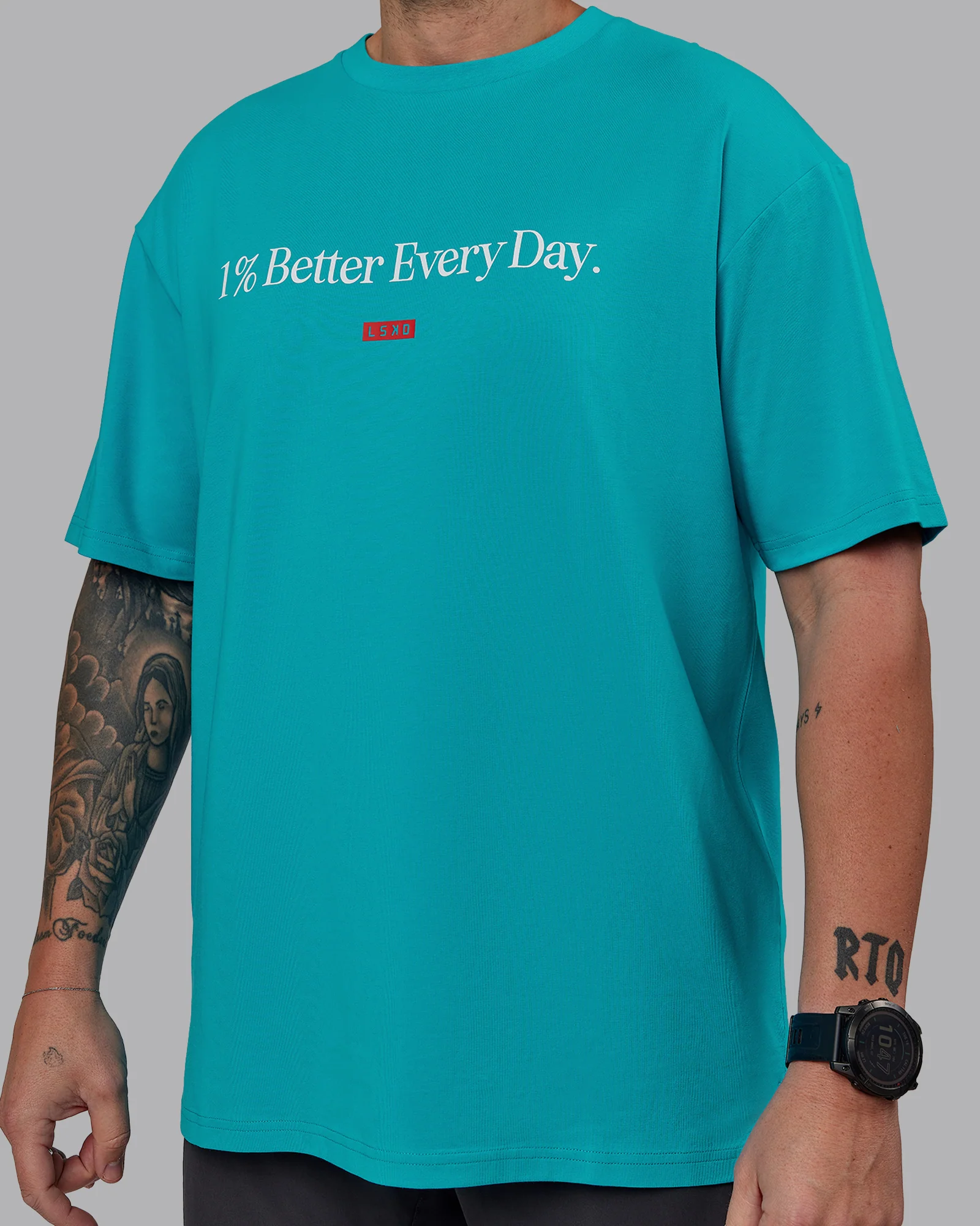 1% Better FLXCotton Tee Oversize - Blue Bird-White - Image 9