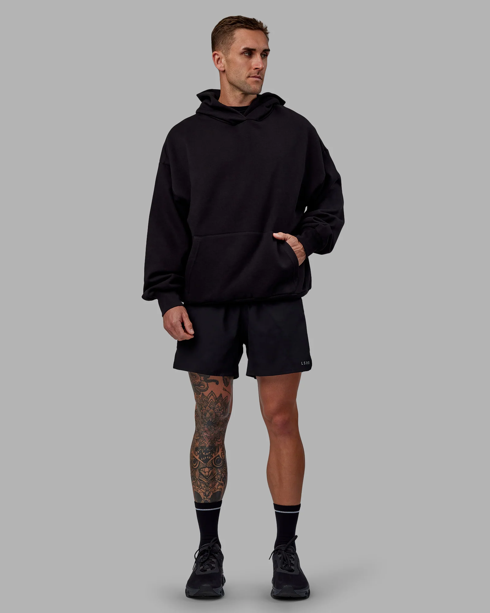 Keep on Running Oversize Hoodie - Black-White - Image 12