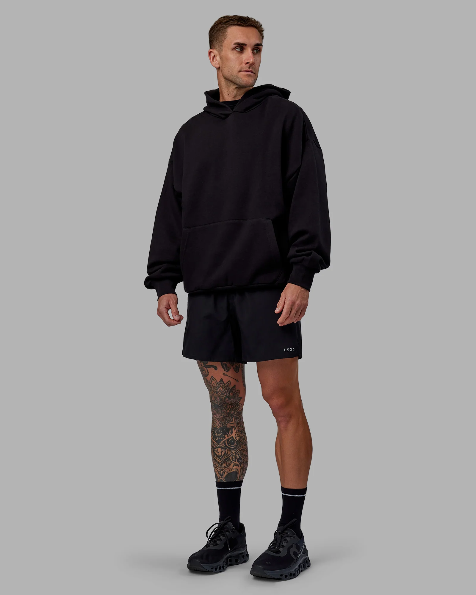 Keep on Running Oversize Hoodie - Black-White - Image 6