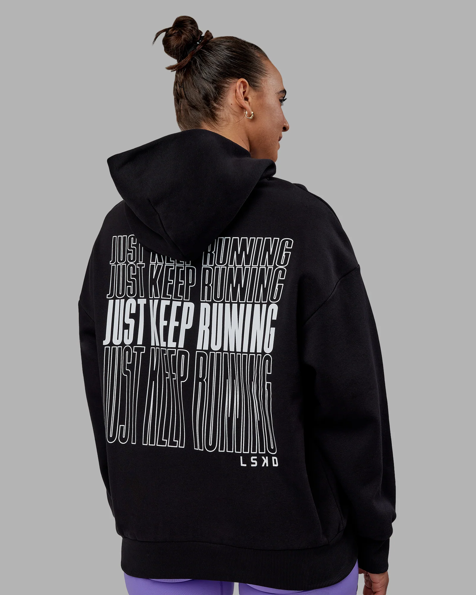 Keep on Running Oversize Hoodie - Black-White - Image 7