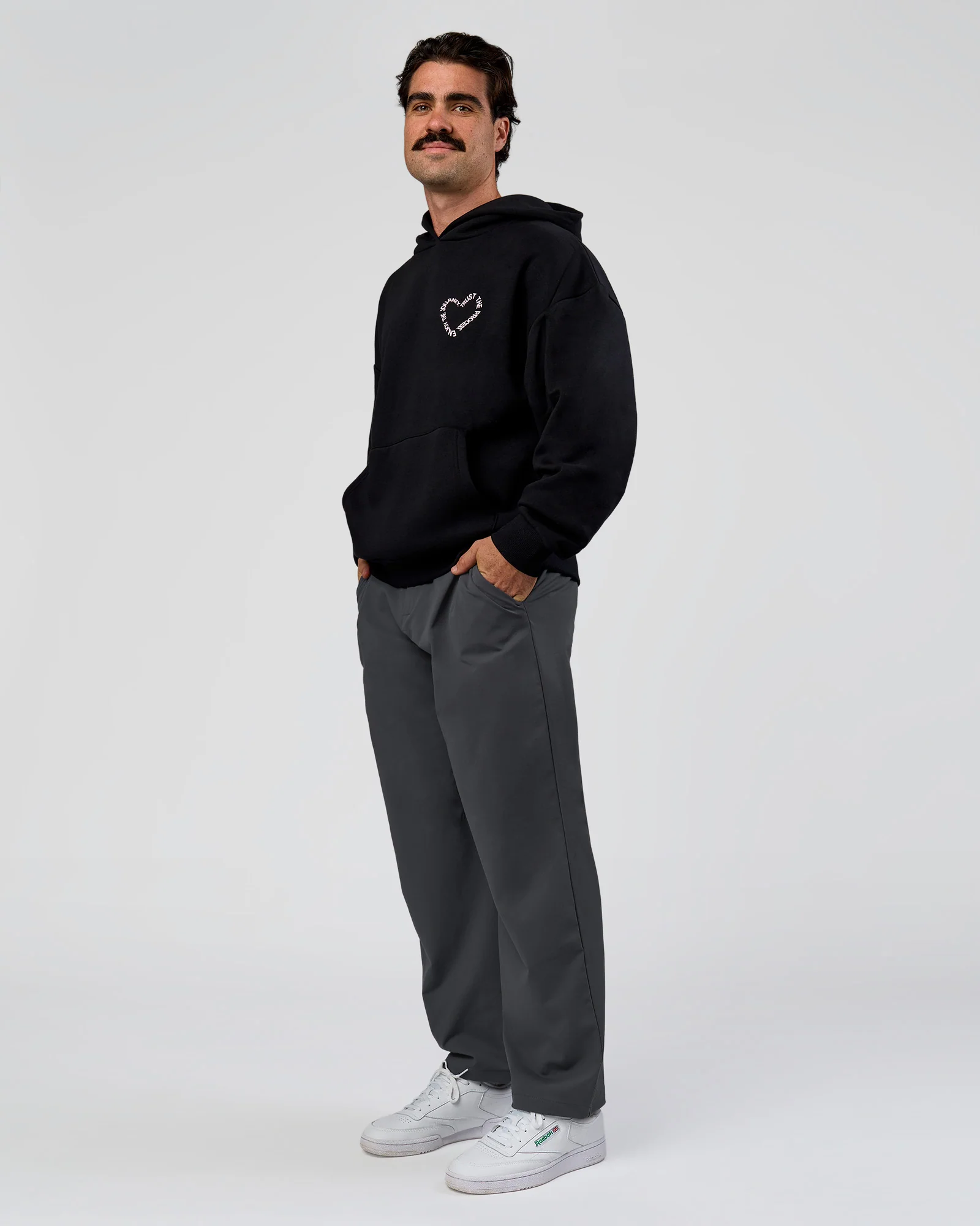 Unisex Love The Process Oversize Hoodie - Black-Marshmallow - Image 10