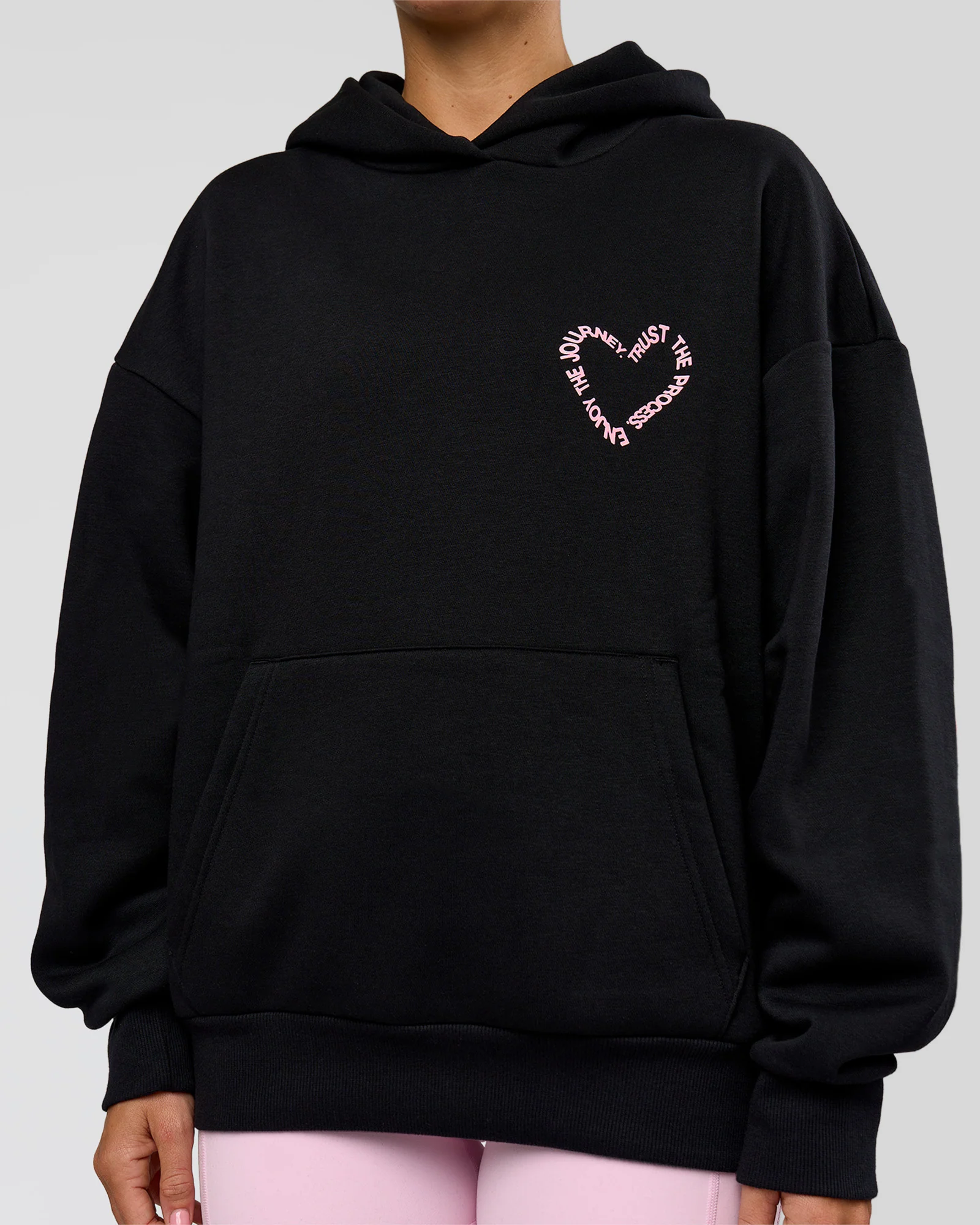 Unisex Love The Process Oversize Hoodie - Black-Marshmallow - Image 12