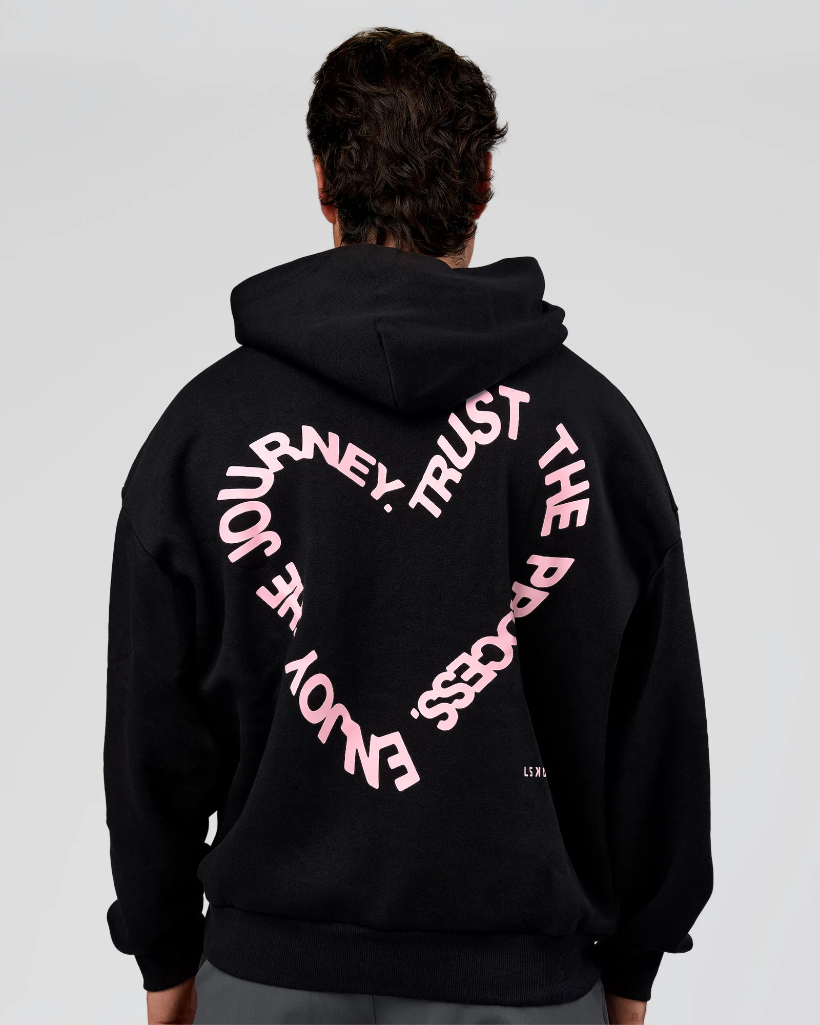 Unisex Love The Process Oversize Hoodie - Black-Marshmallow - Image 2