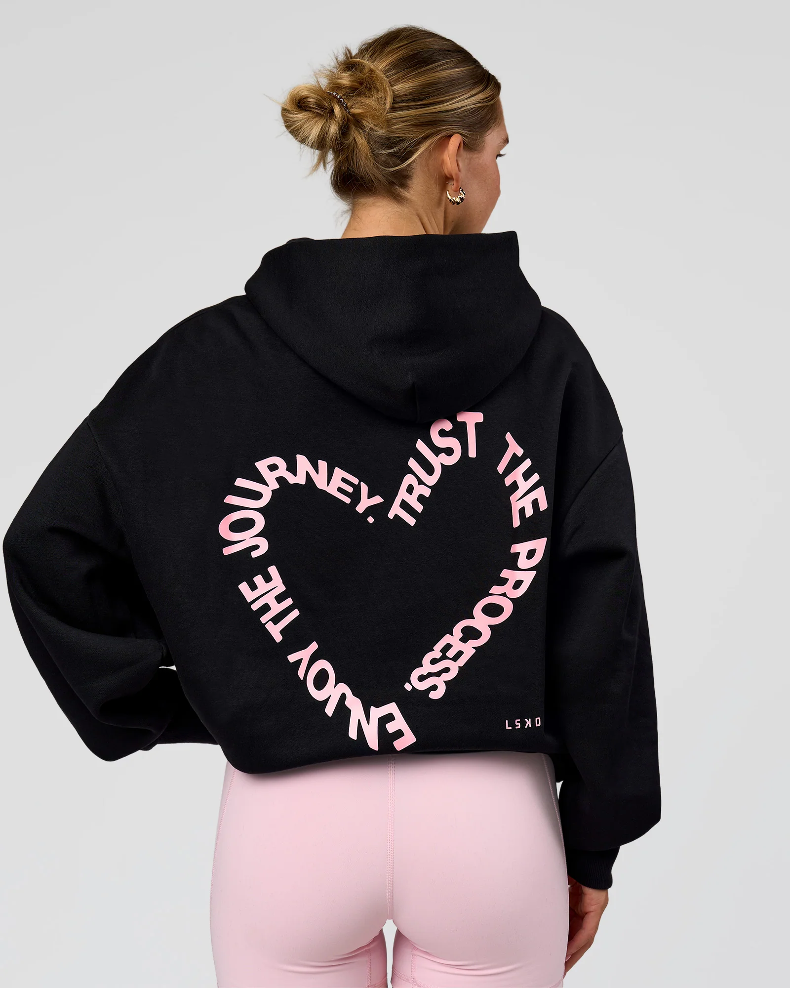 Unisex Love The Process Oversize Hoodie - Black-Marshmallow - Image 4