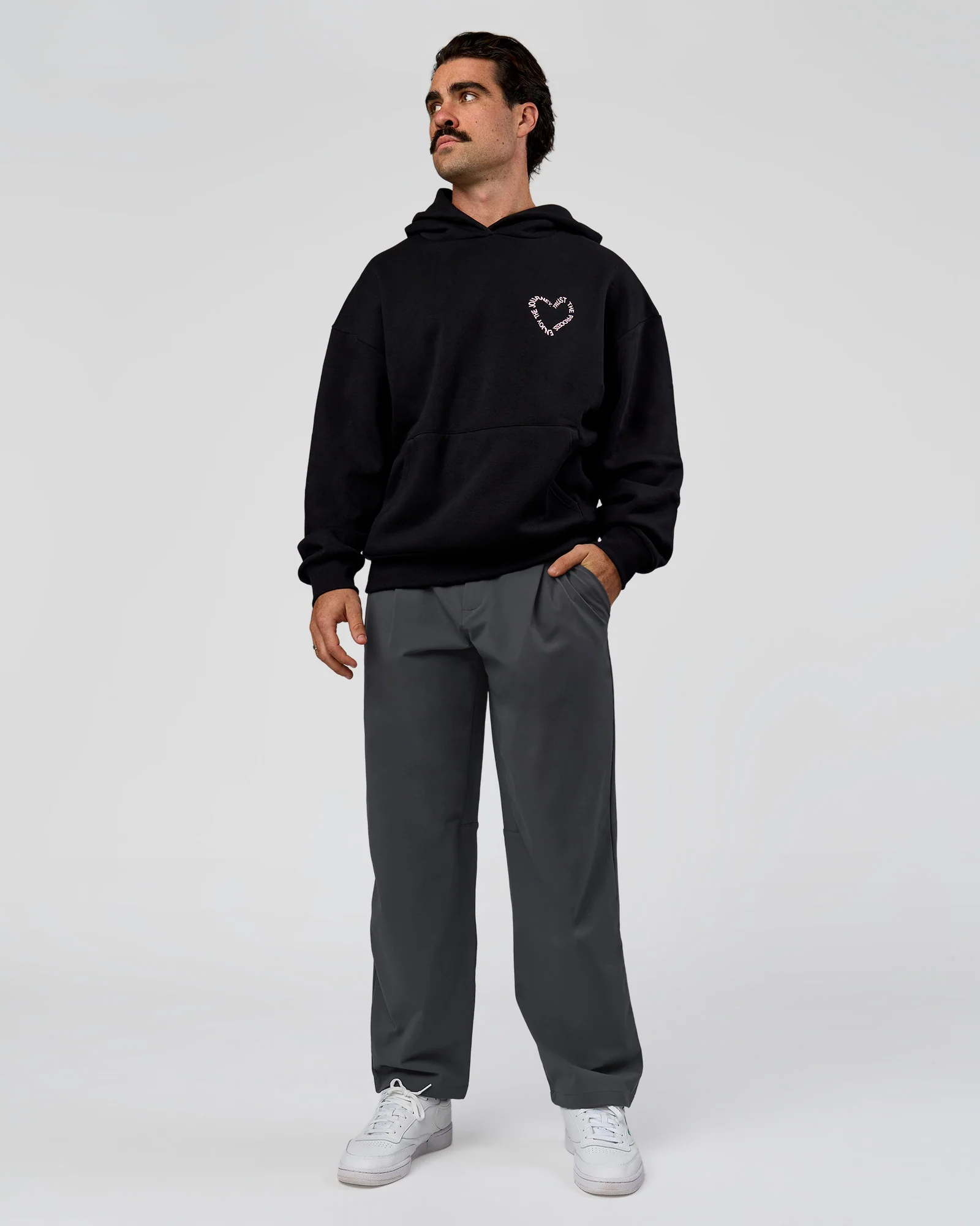 Unisex Love The Process Oversize Hoodie - Black-Marshmallow - Image 6