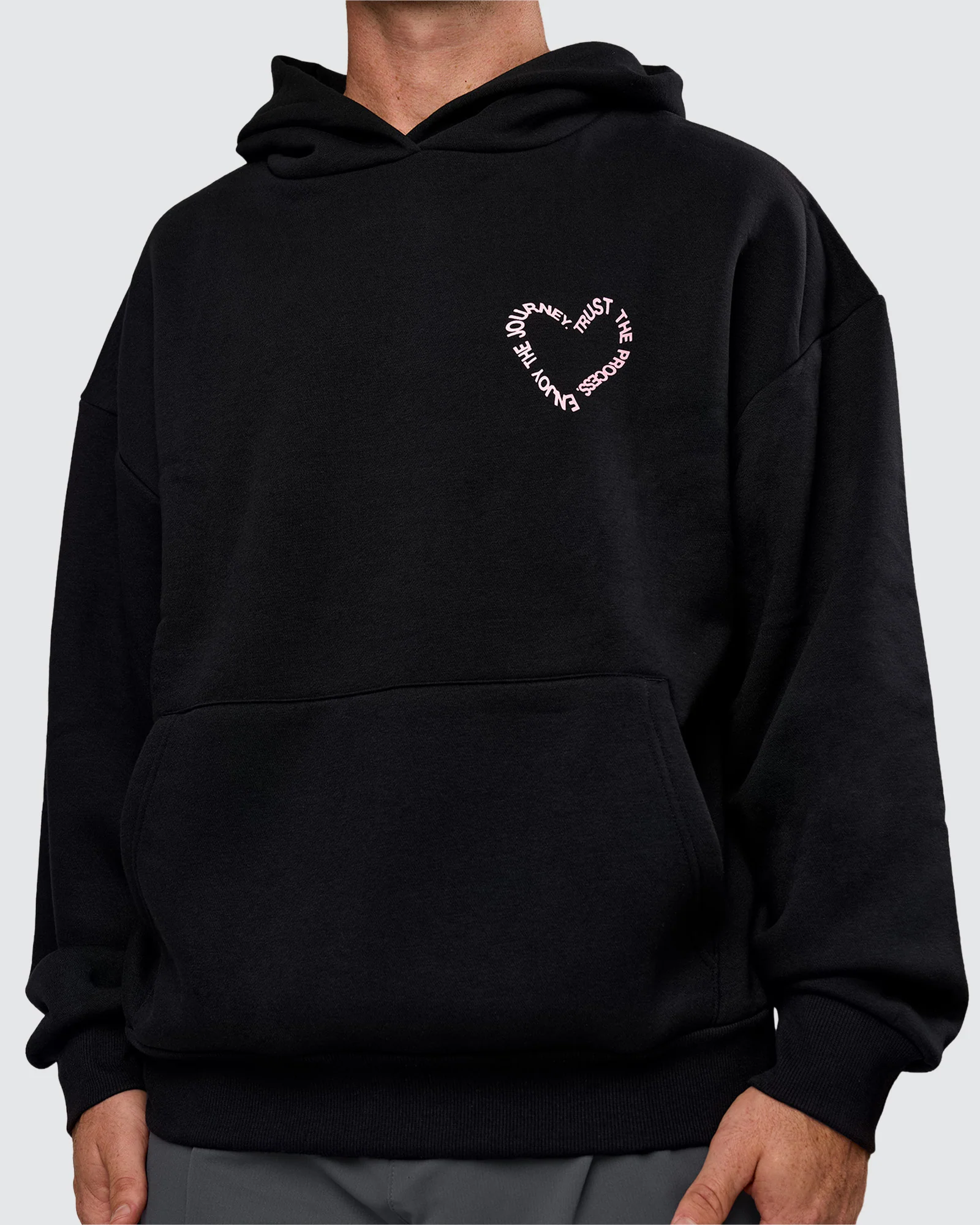 Unisex Love The Process Oversize Hoodie - Black-Marshmallow - Image 7