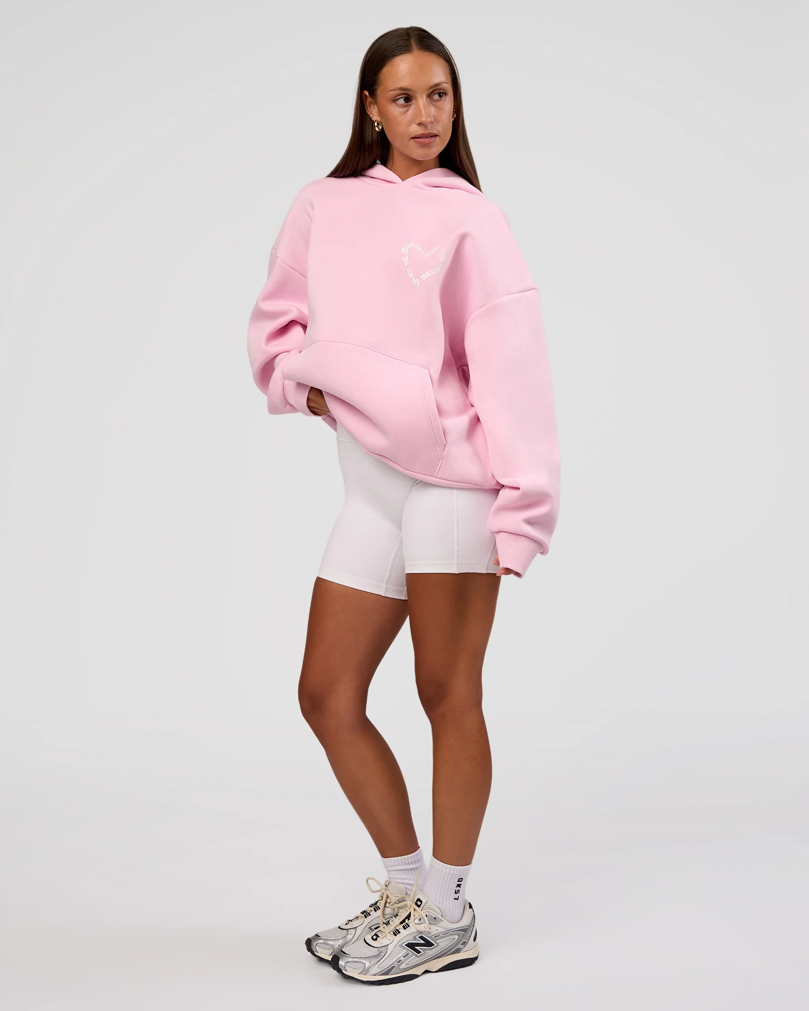 Unisex Love The Process Oversize Hoodie - Marshmallow-White - Image 9