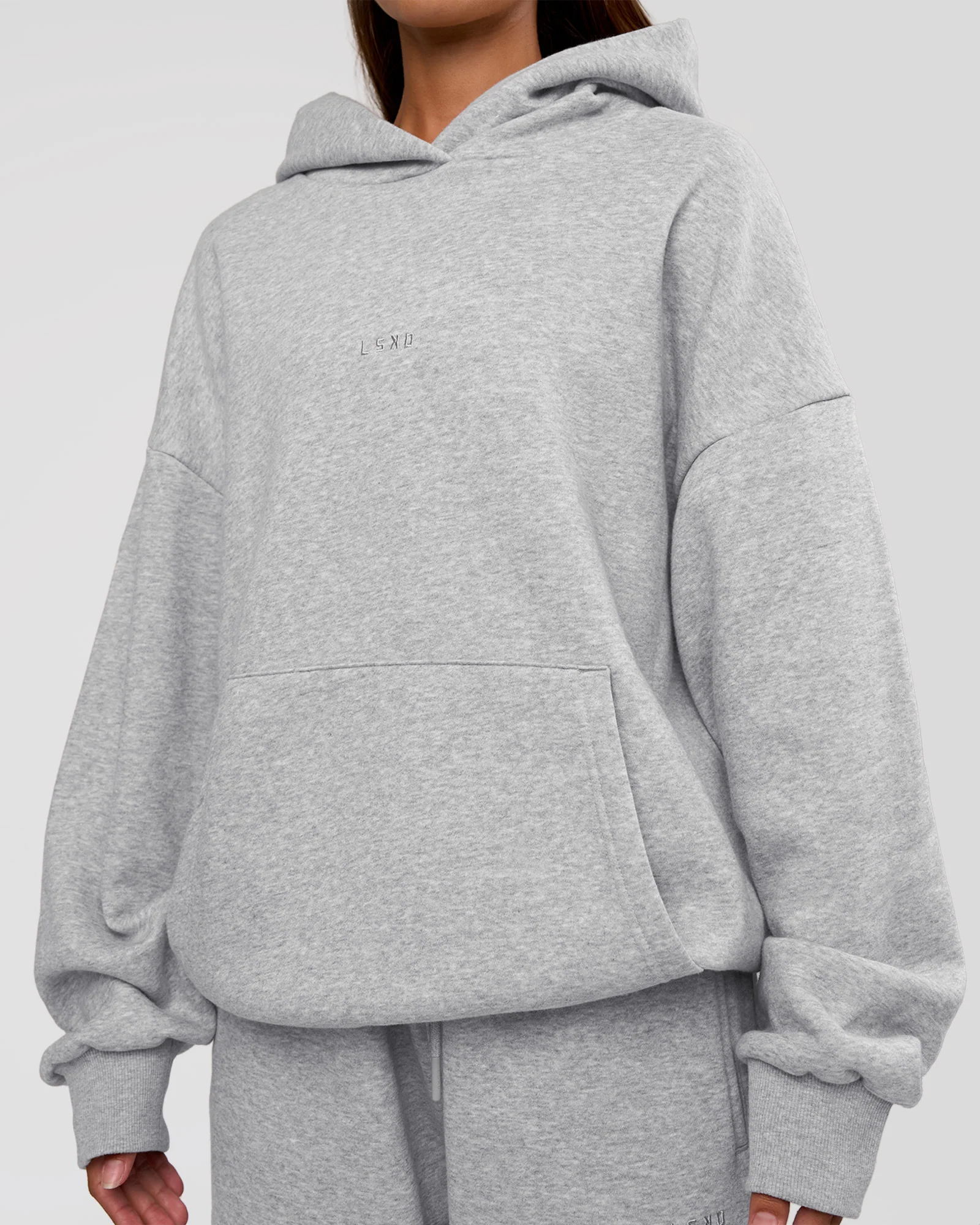 MVP Oversized Hoodie - Lt Grey Marl - Image 10
