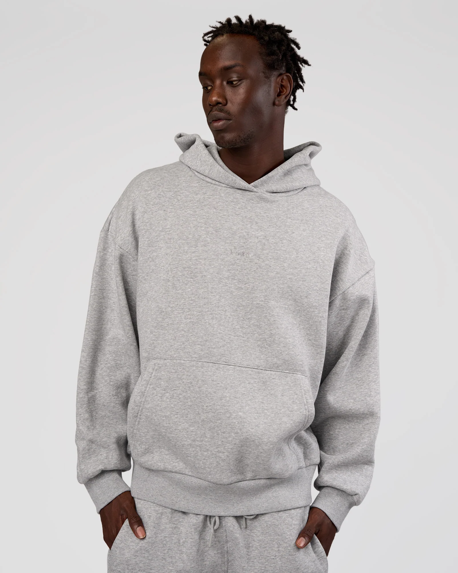 MVP Oversized Hoodie - Lt Grey Marl - Image 8