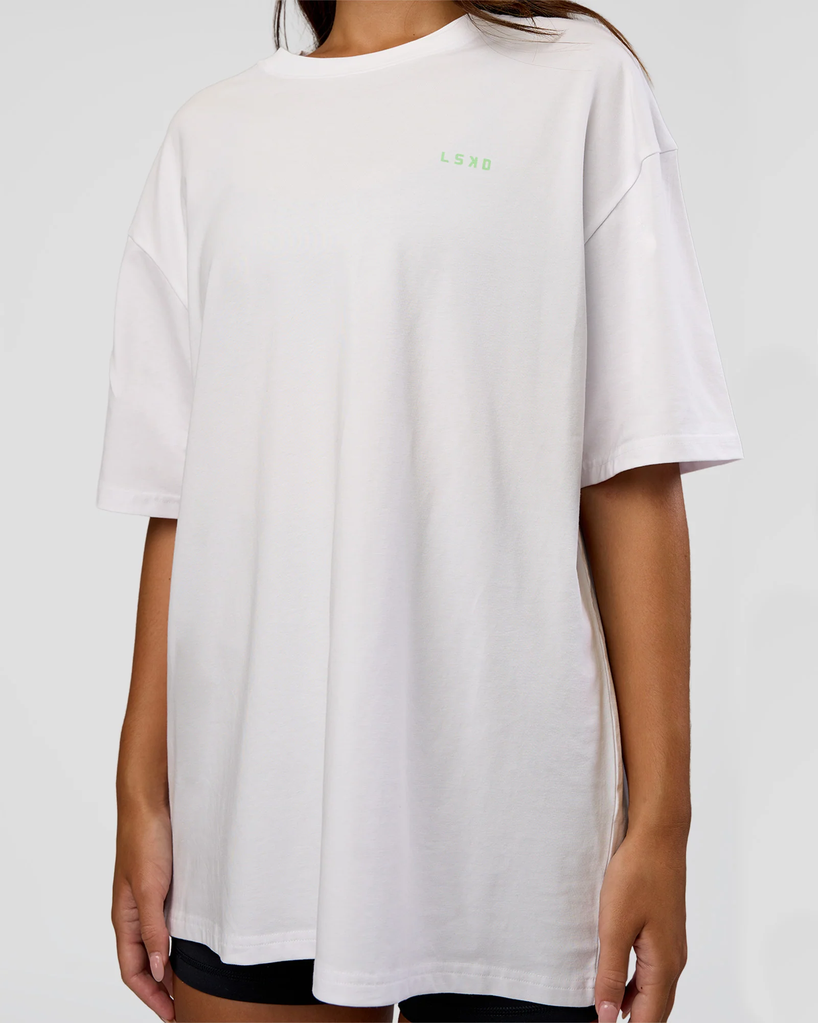 Unisex Strike Through FLXCotton Tee Oversize - White-Warm Apricot - Image 8