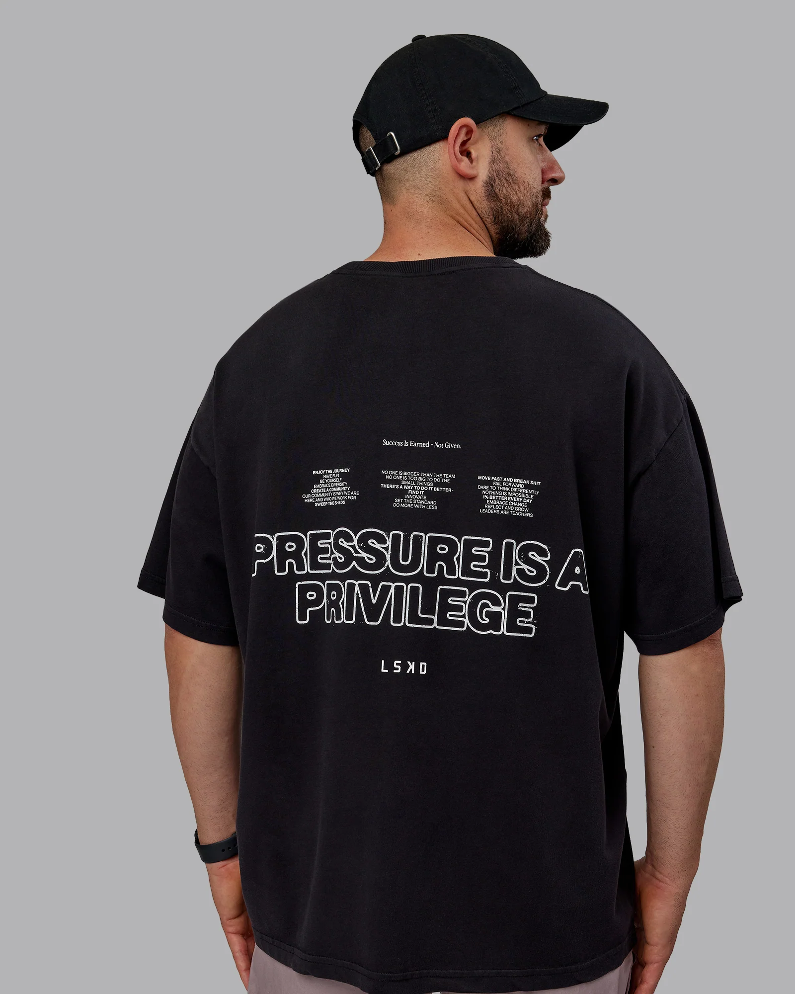 Pressure Washed Heavyweight Oversize Tee - Black-White - Image 3
