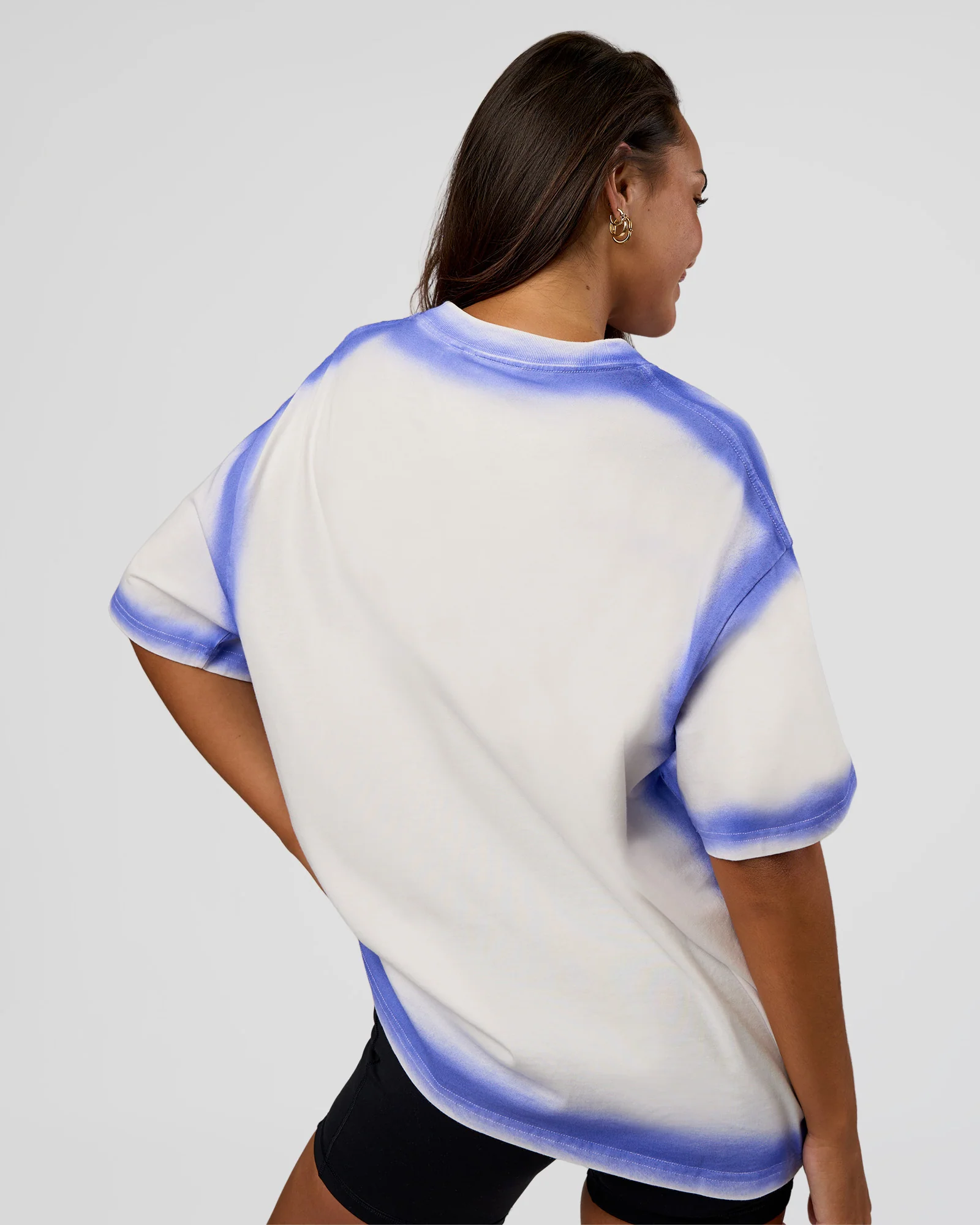 Urban Blur Heavyweight Unisex Oversized Tee - Off White-Power Cobalt - Image 8