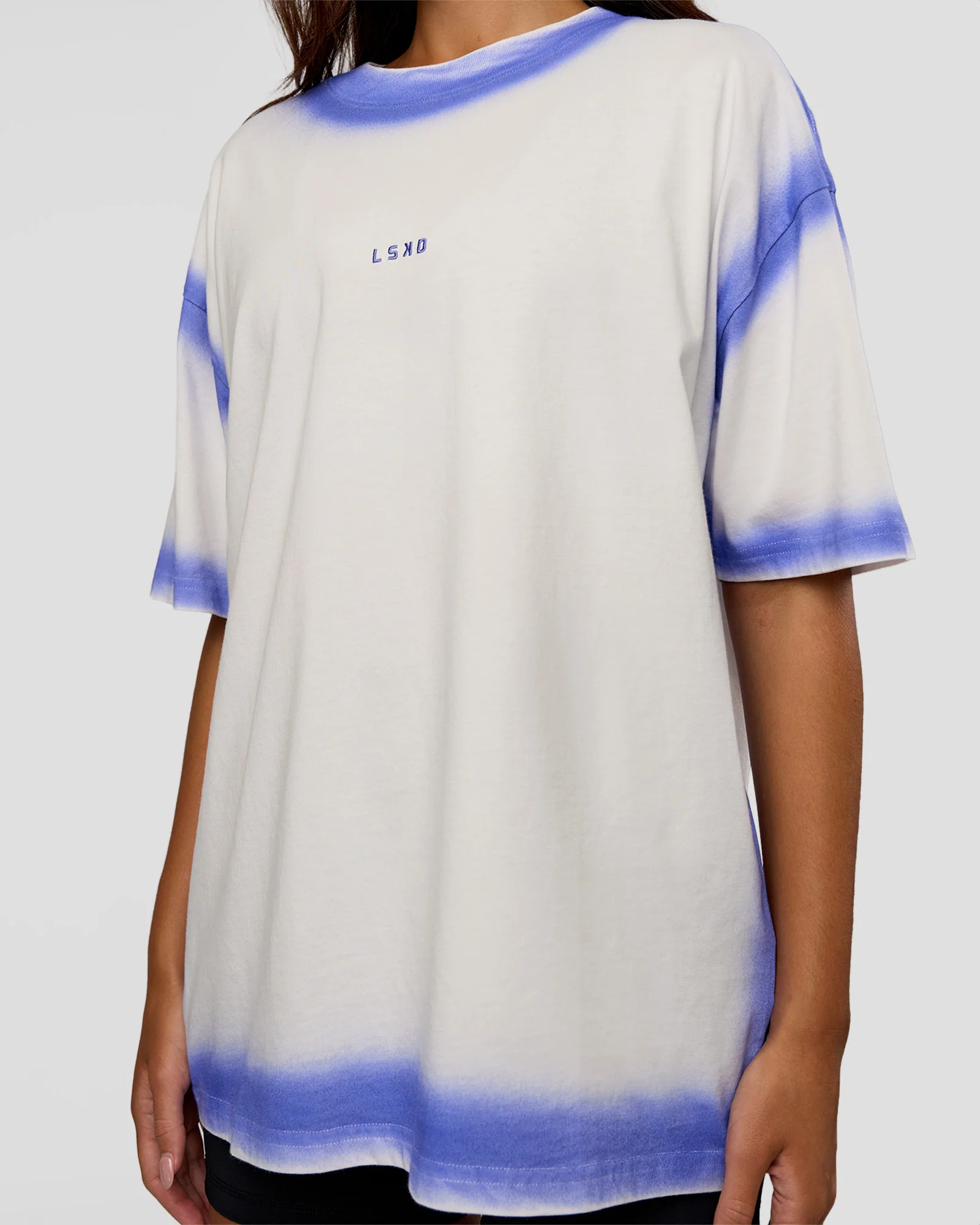 Urban Blur Heavyweight Unisex Oversized Tee - Off White-Power Cobalt - Image 9
